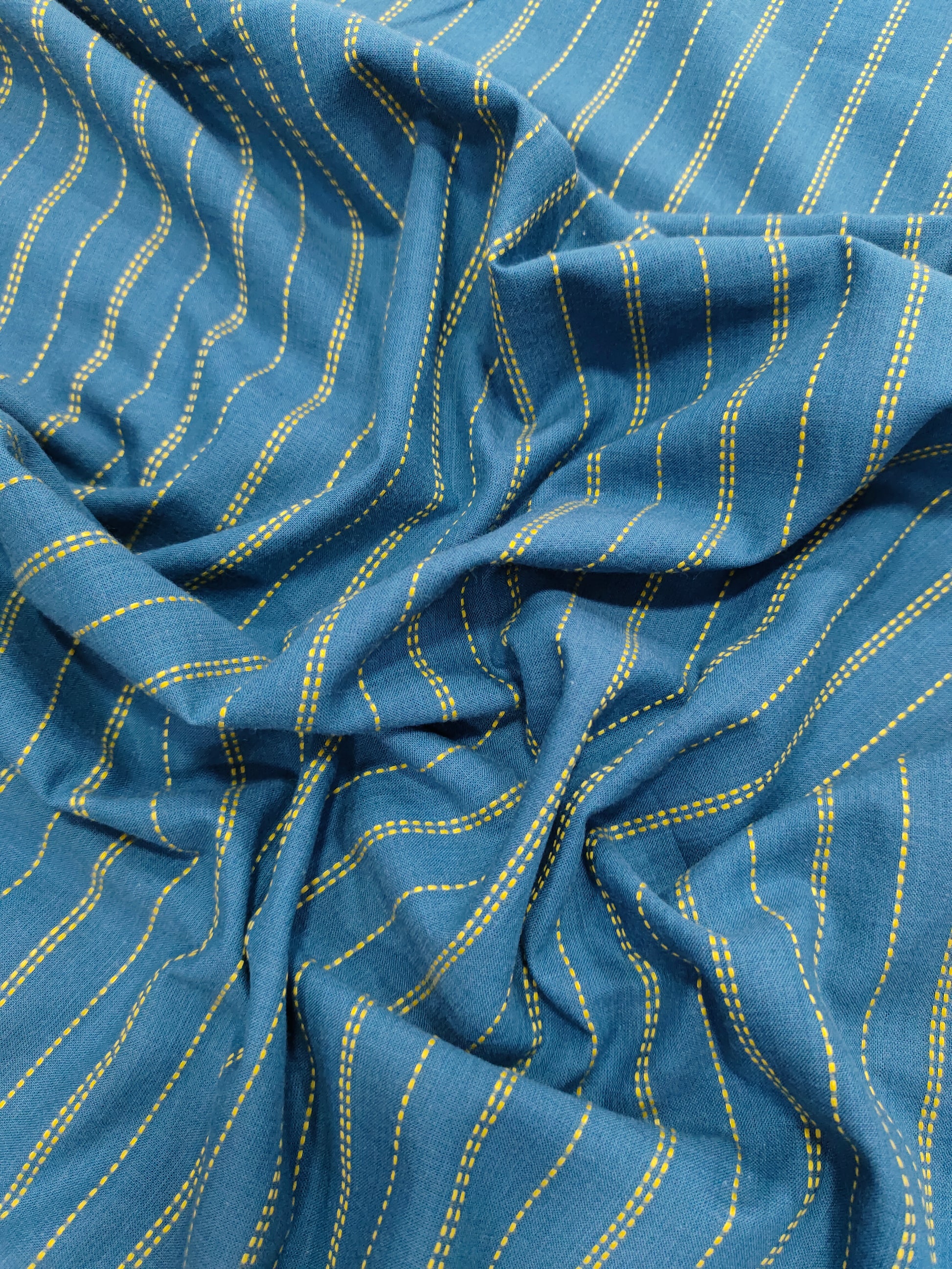 Blue South cotton handwork katha's stripes