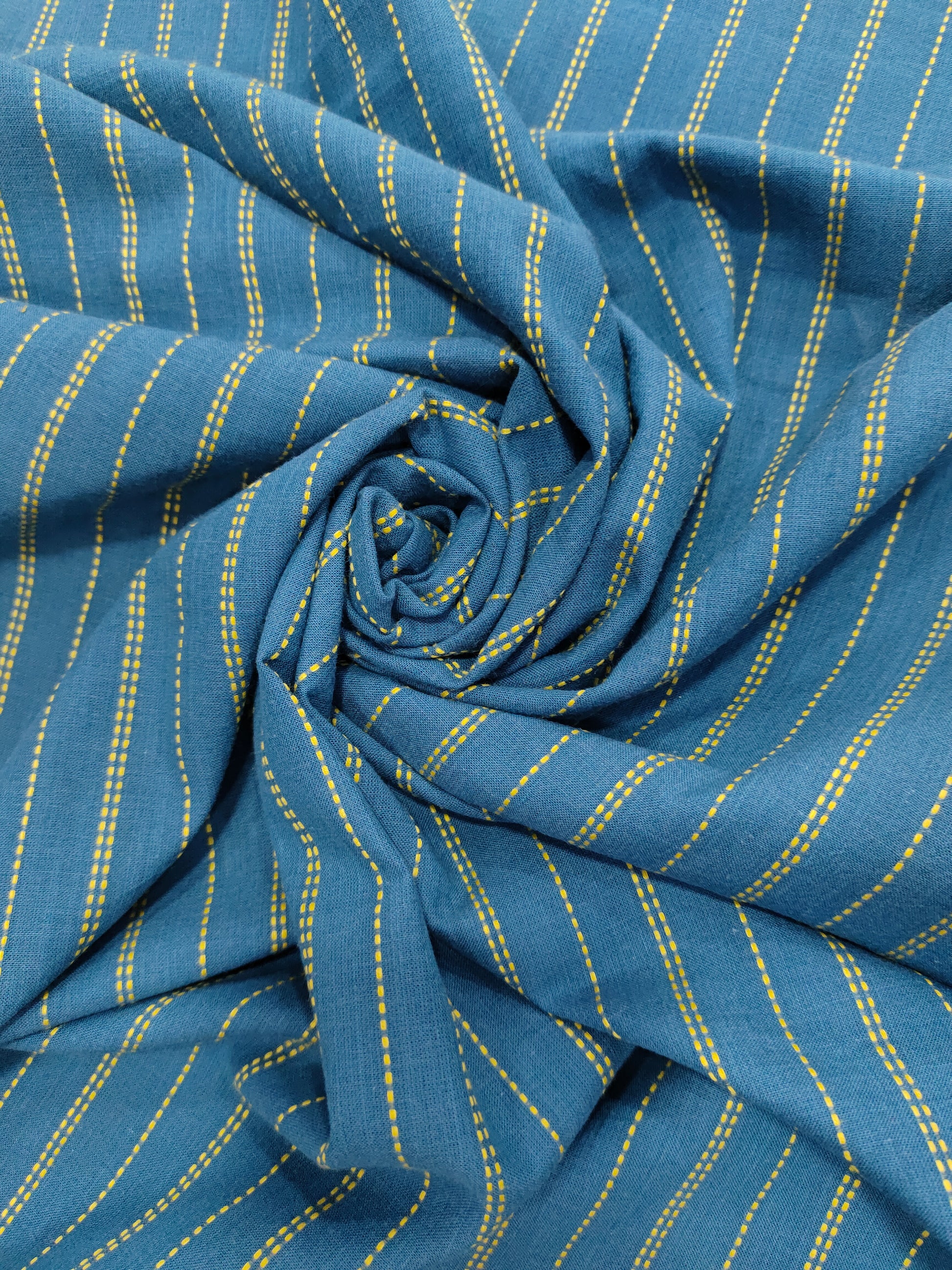 Blue South cotton handwork katha's stripes