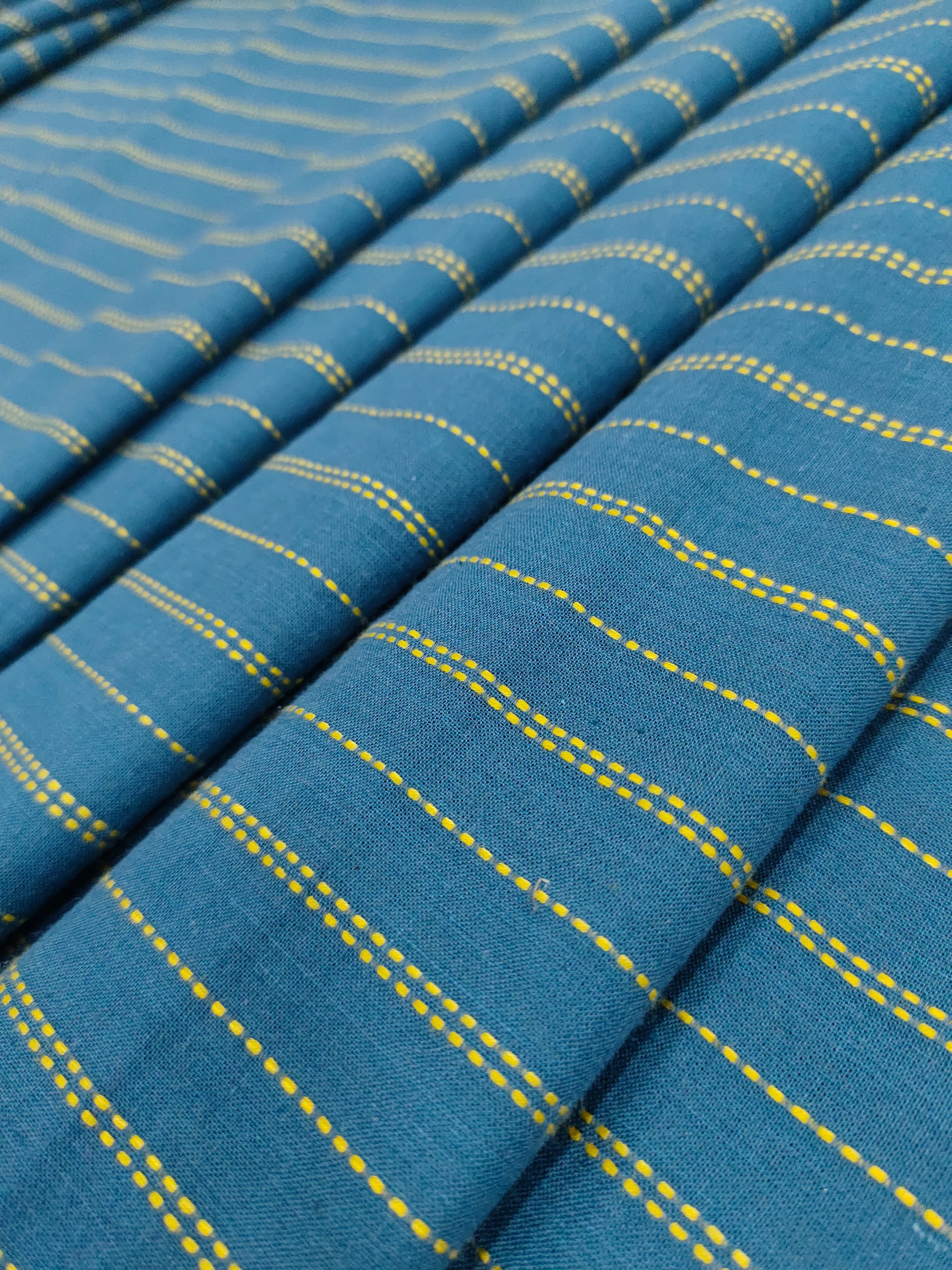 Blue South cotton handwork katha's stripes