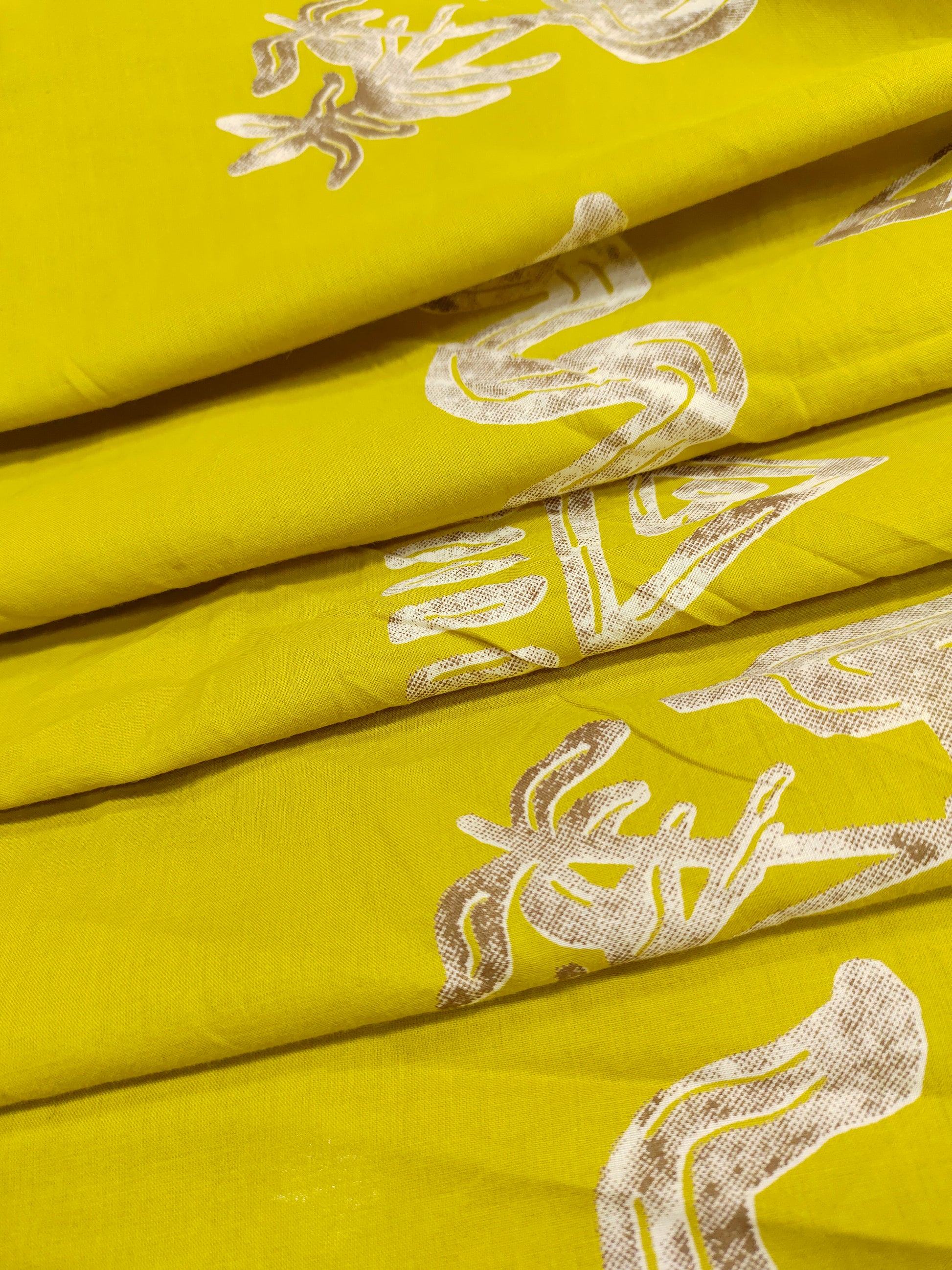 Jaipur cotton daman print light mustard color