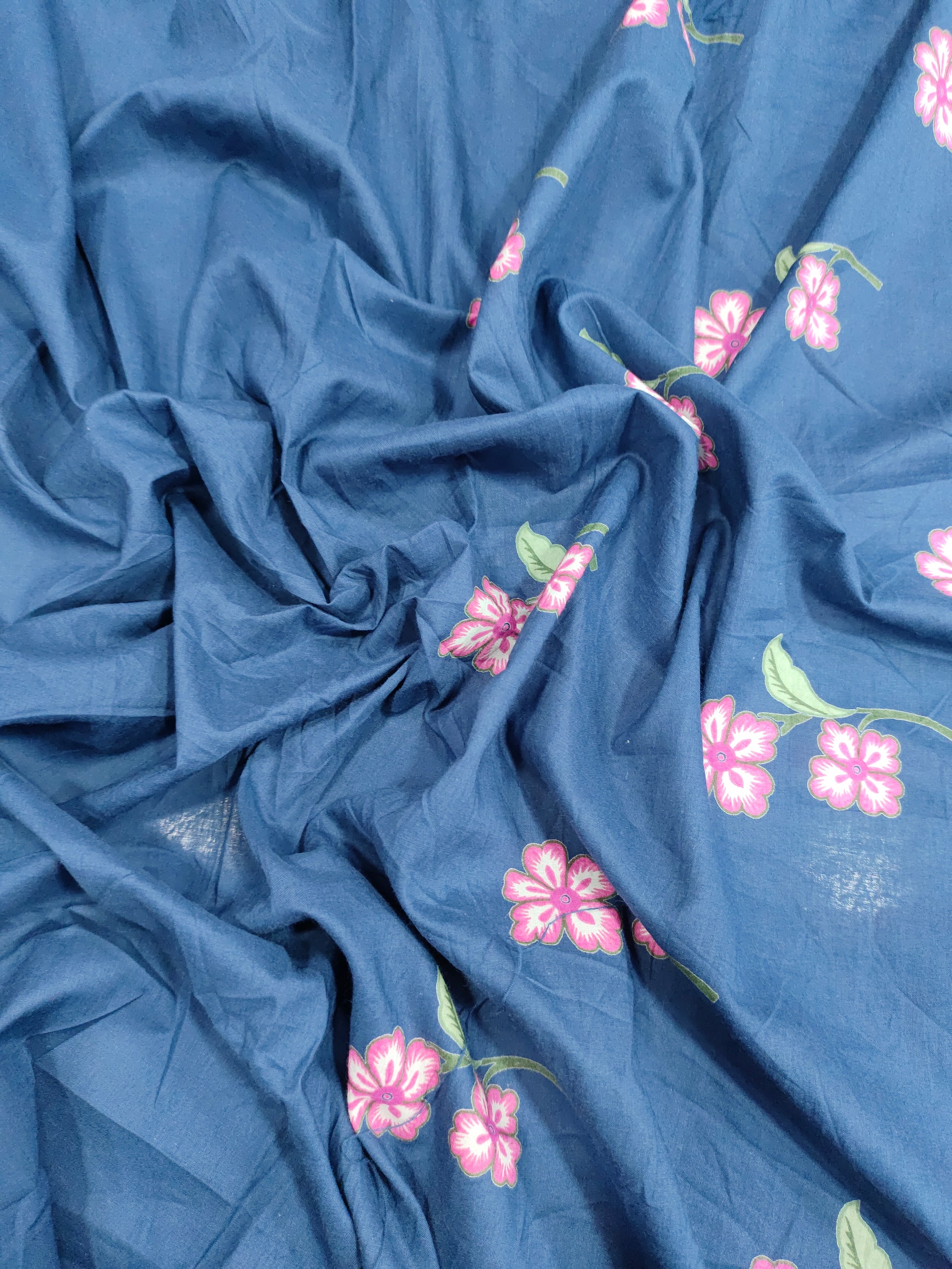 Jaipur cotton daman print wink on blue fabric
