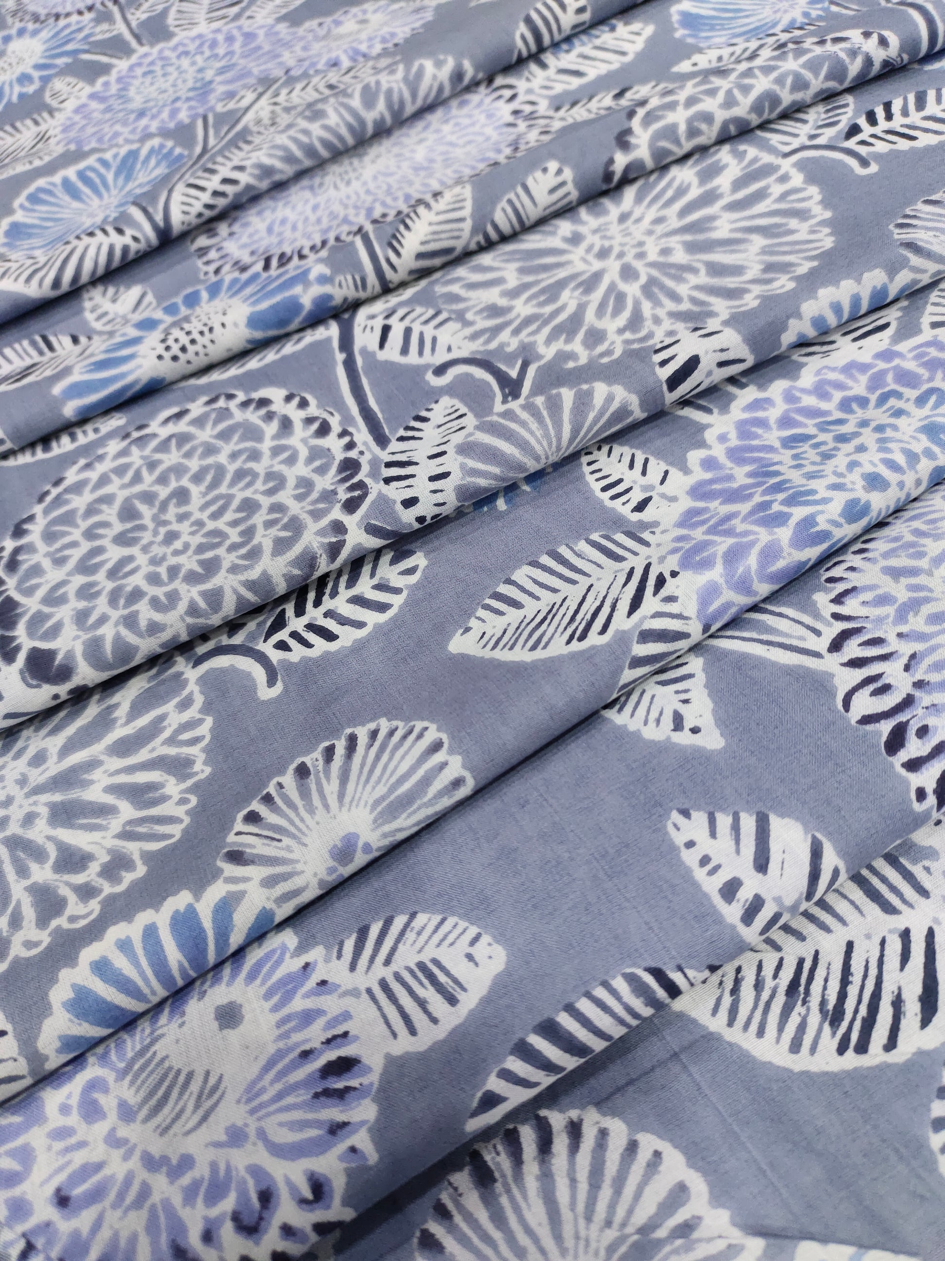 Cotton screen print on grey with white