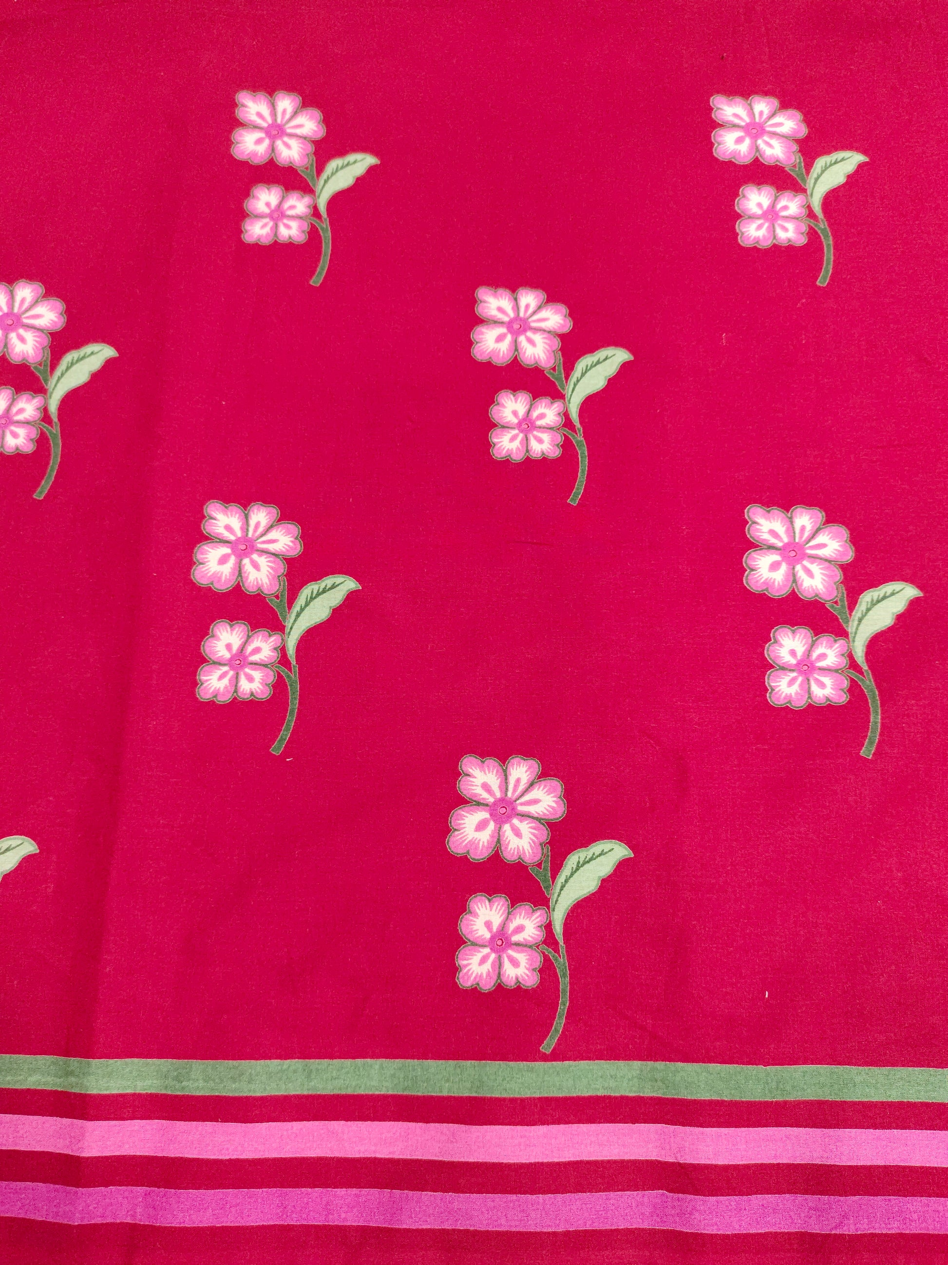 Cotton daman screen print red fabric