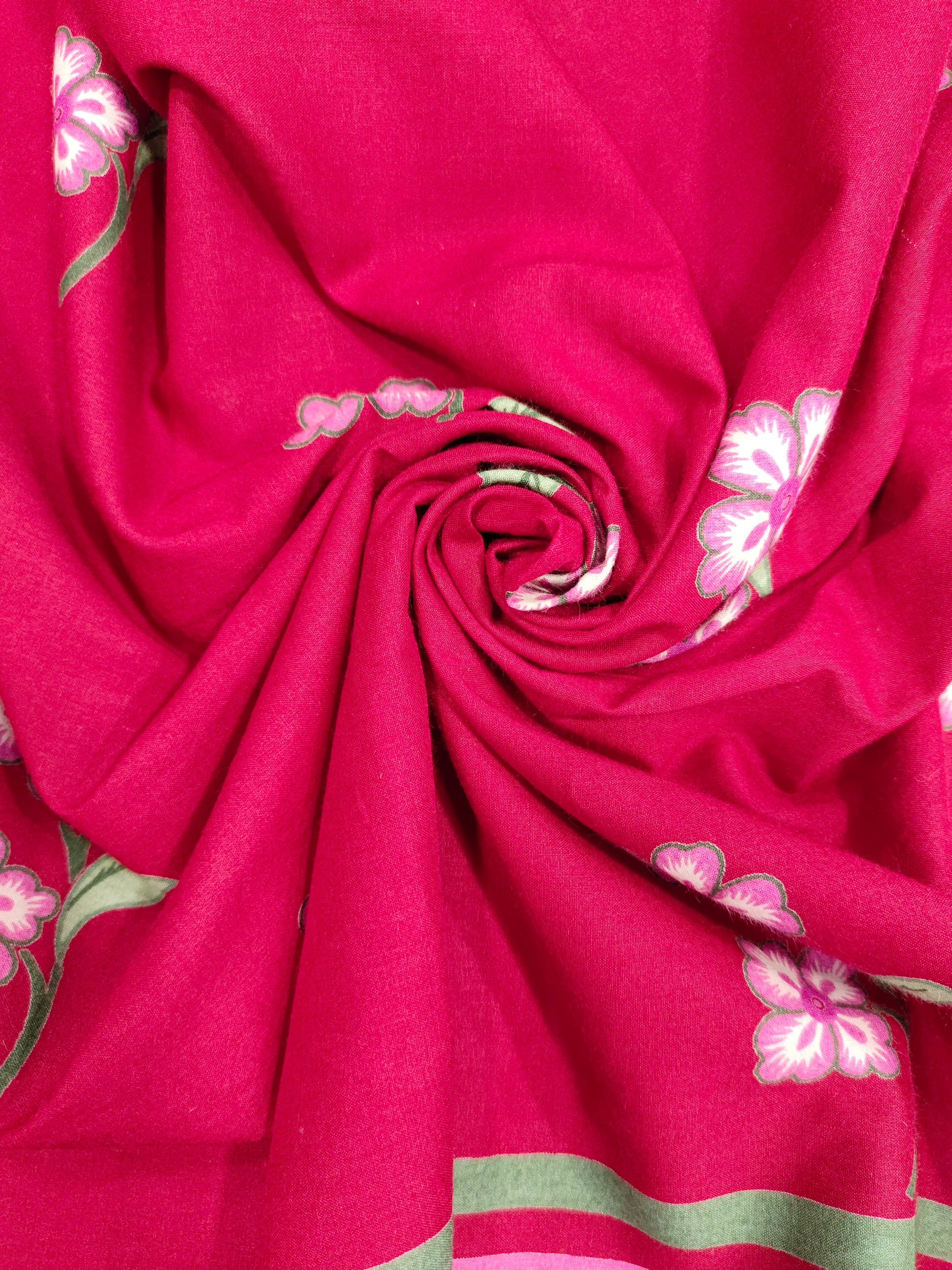 Cotton daman screen print red fabric