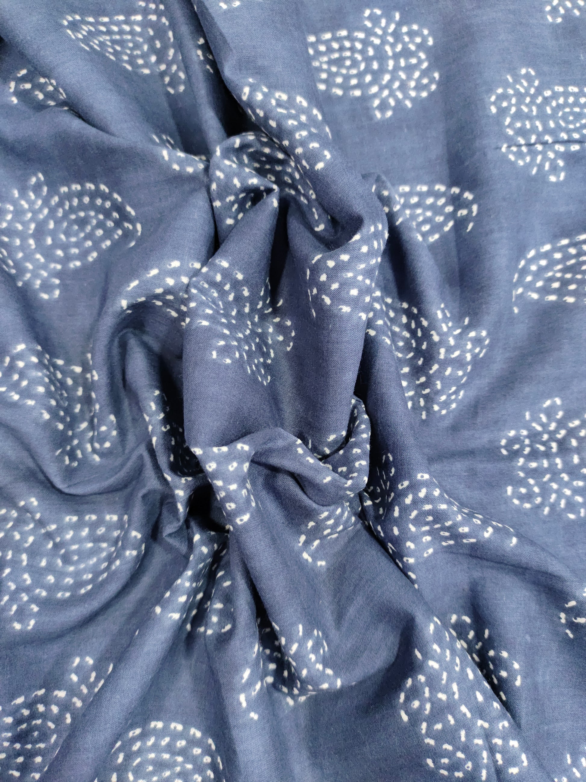 Cotton Screen Print fabric Grey color