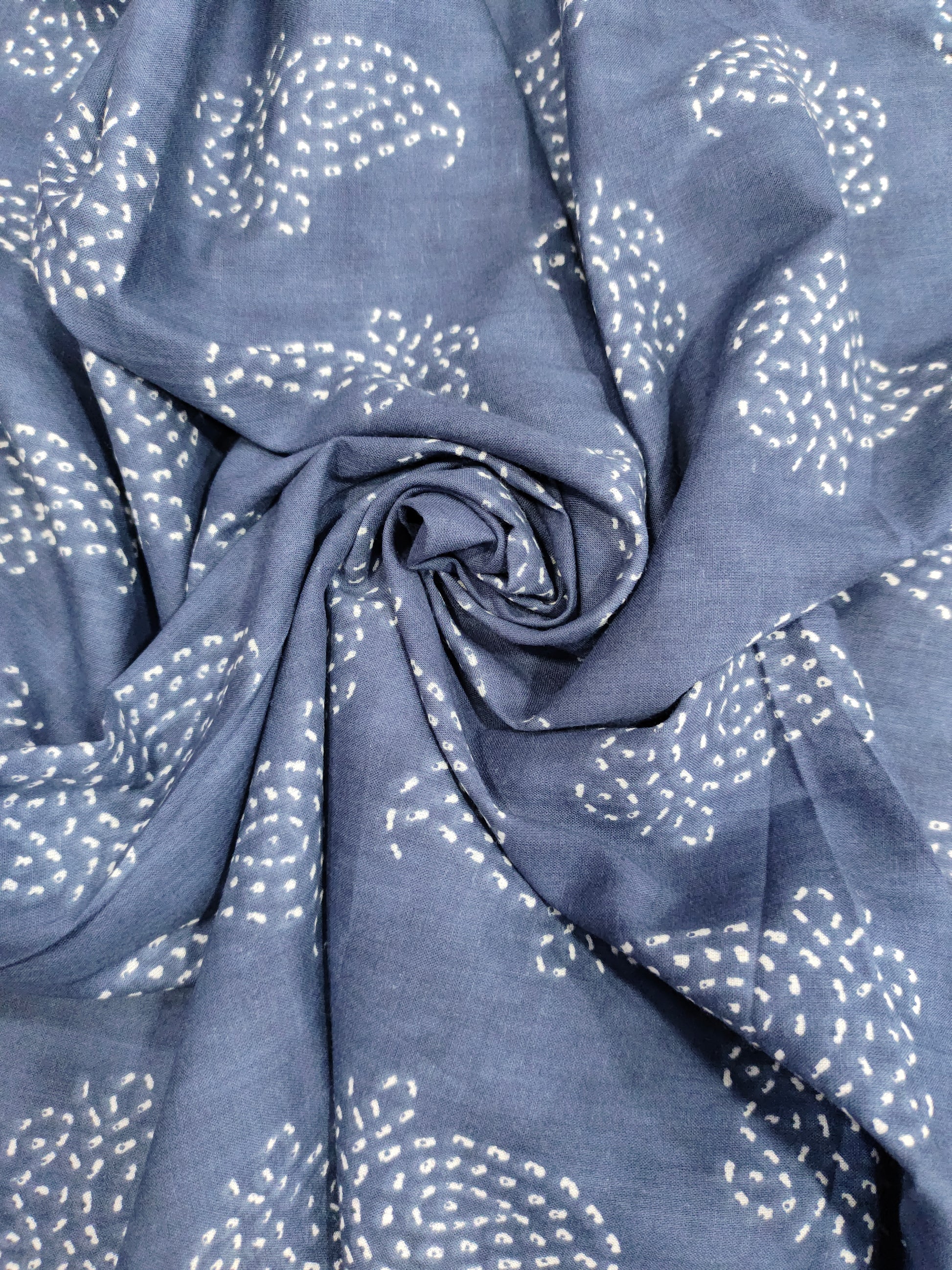 Cotton Screen Print fabric Grey color
