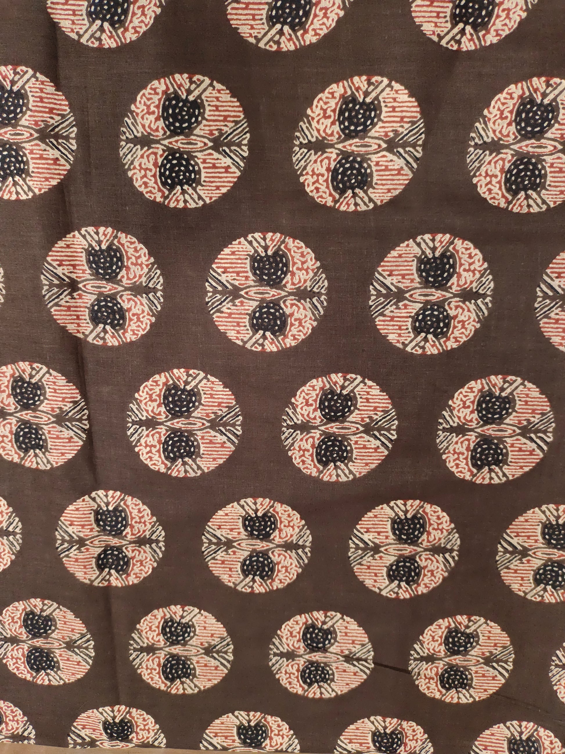 Brown cotton screen print fabric