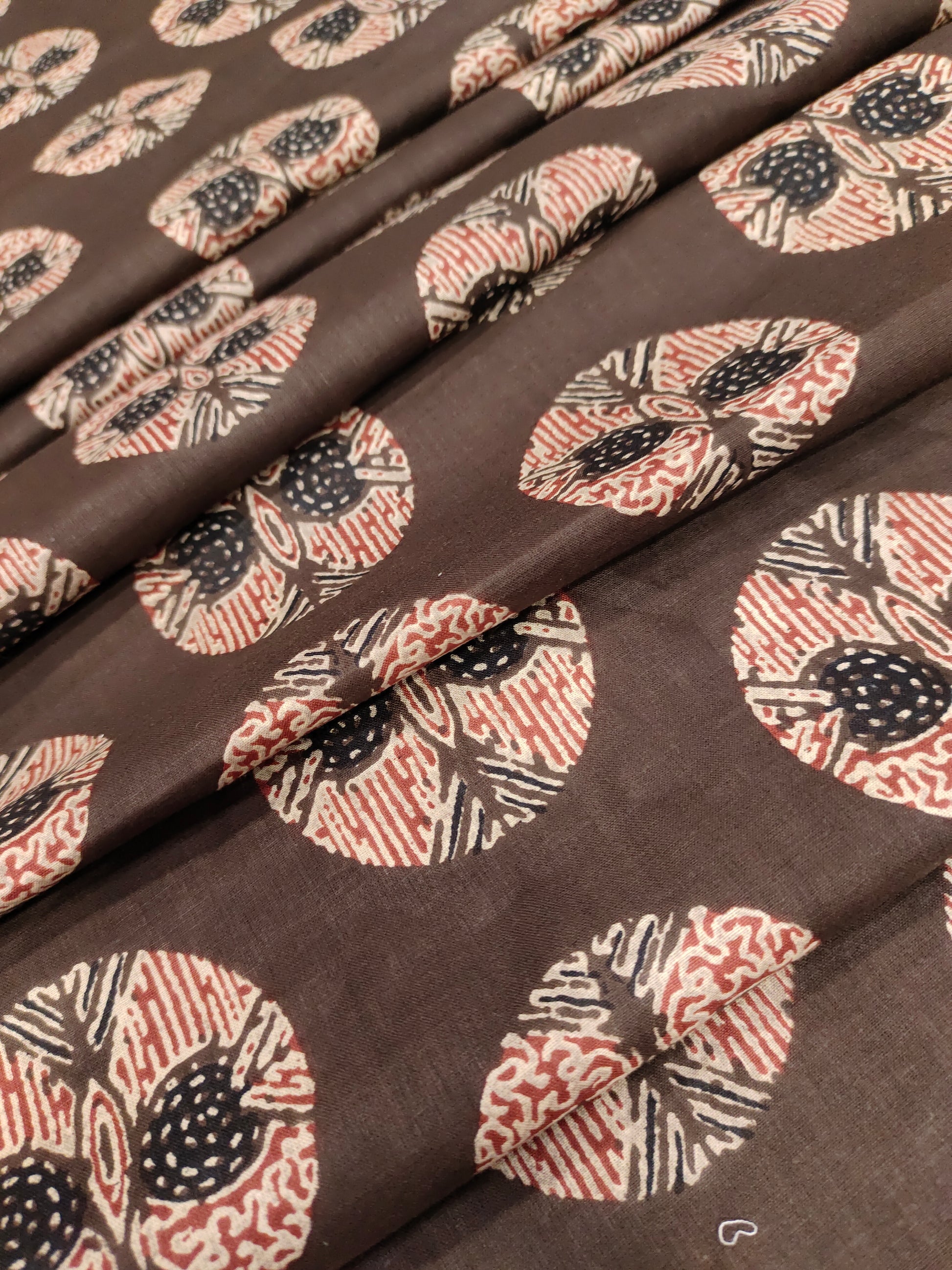 Brown cotton screen print fabric