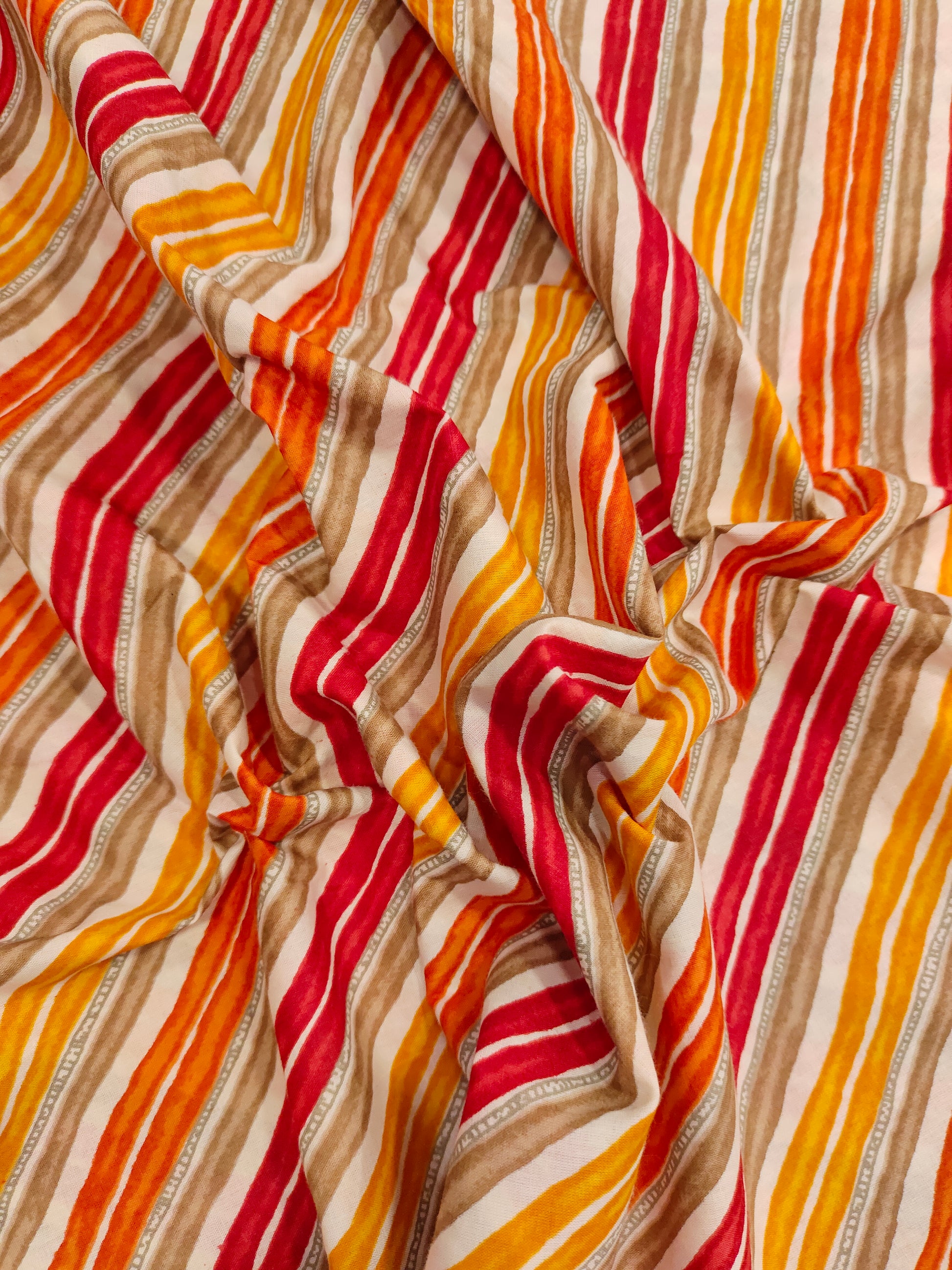 Cotton stripes screen print fabric