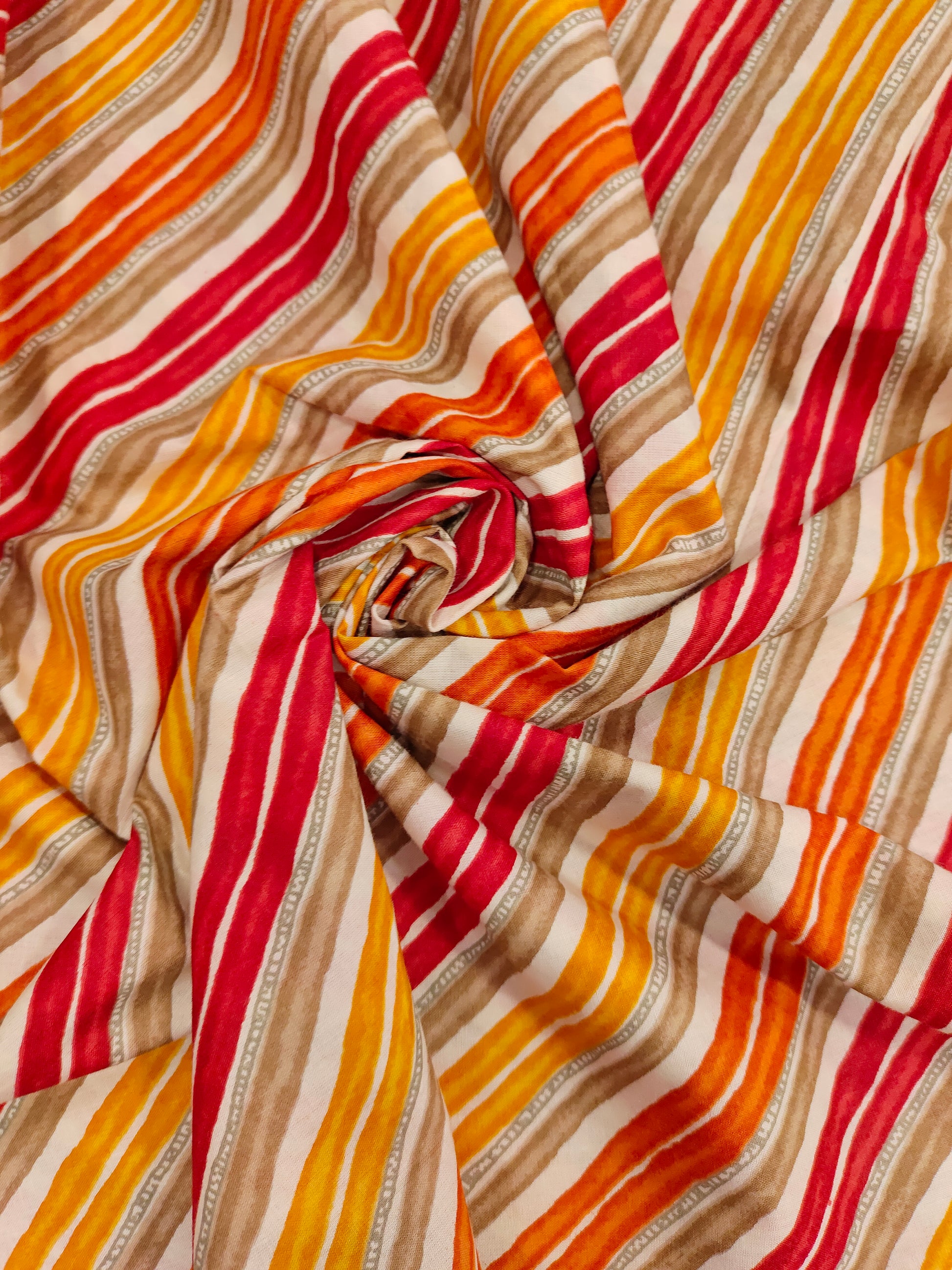 Cotton stripes screen print fabric