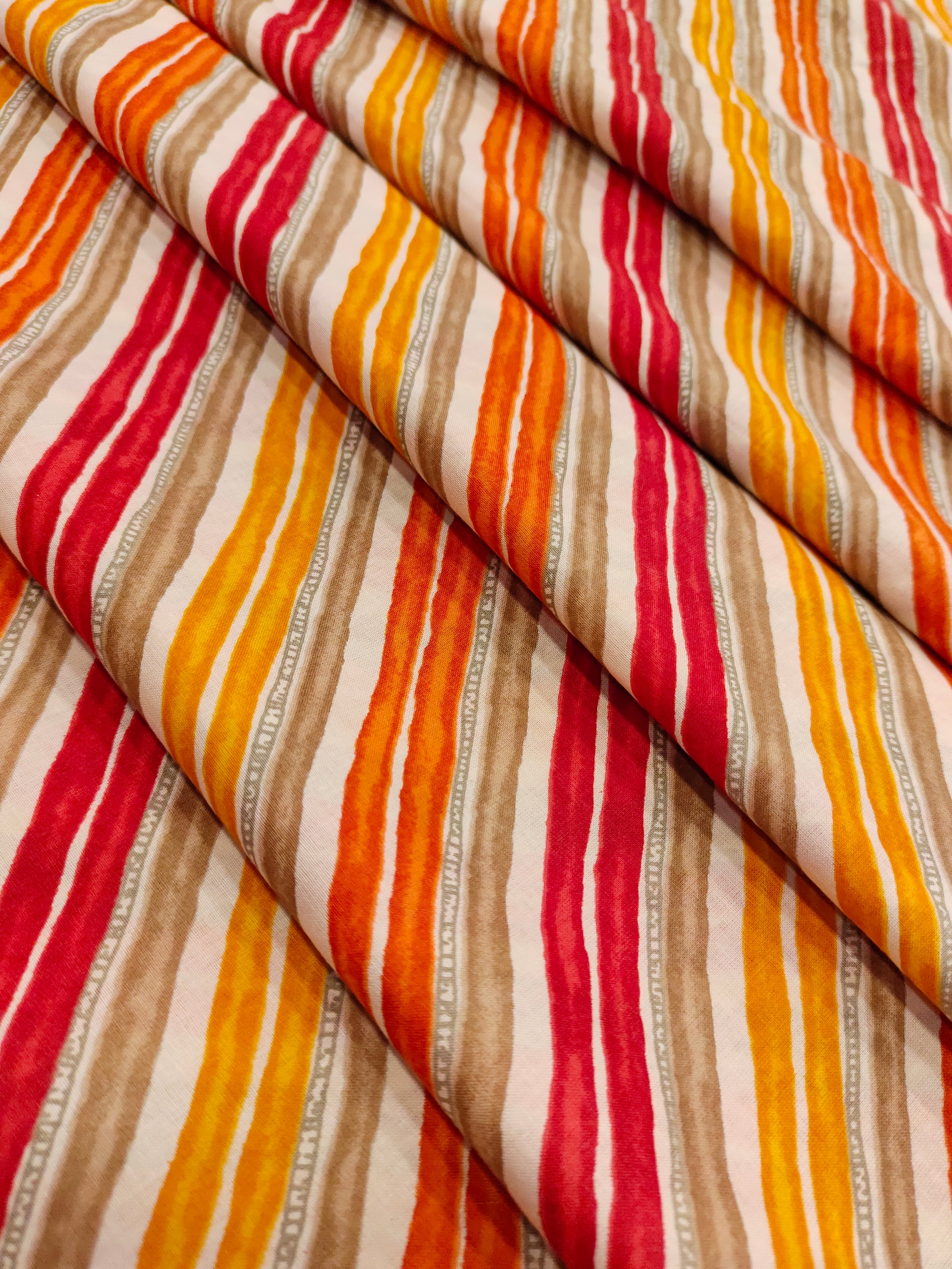 Cotton stripes screen print fabric