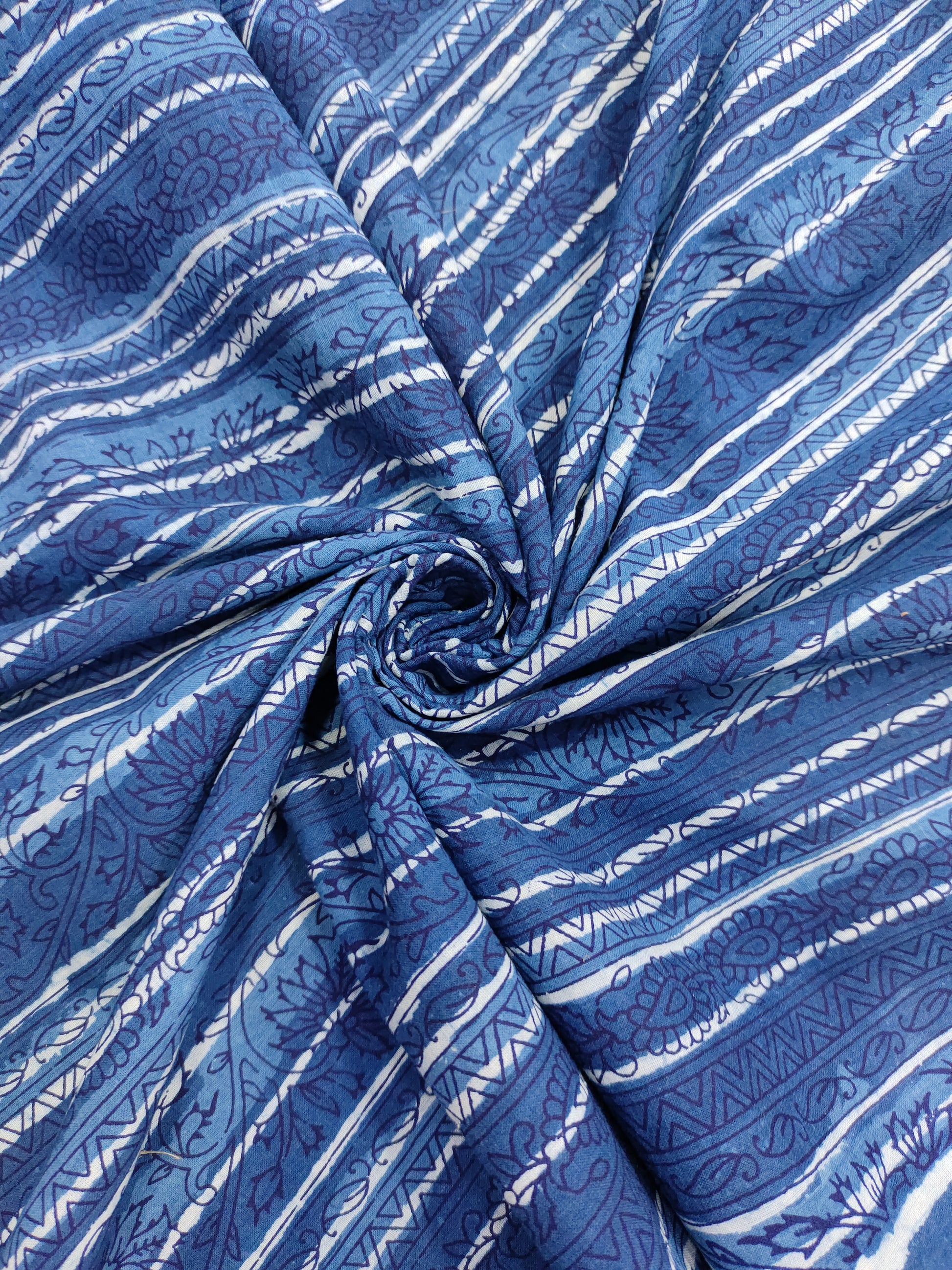 Indigo daboo hand block print fabric