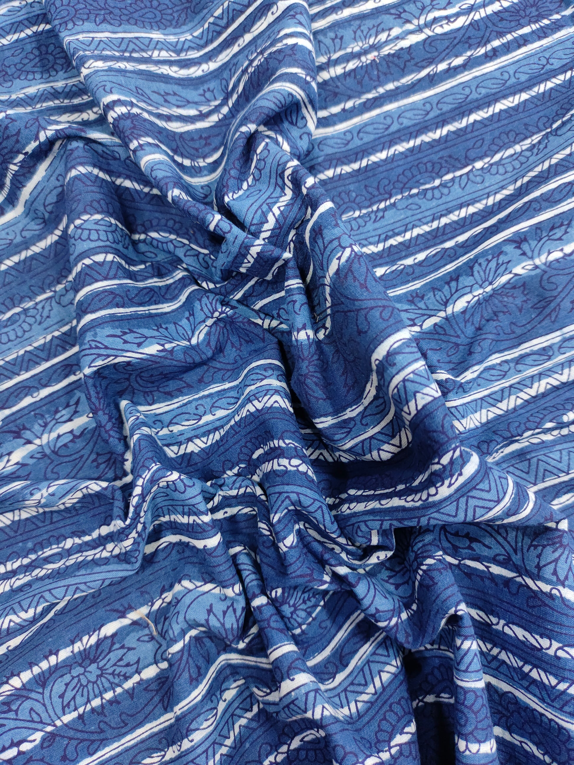 Indigo daboo hand block print fabric