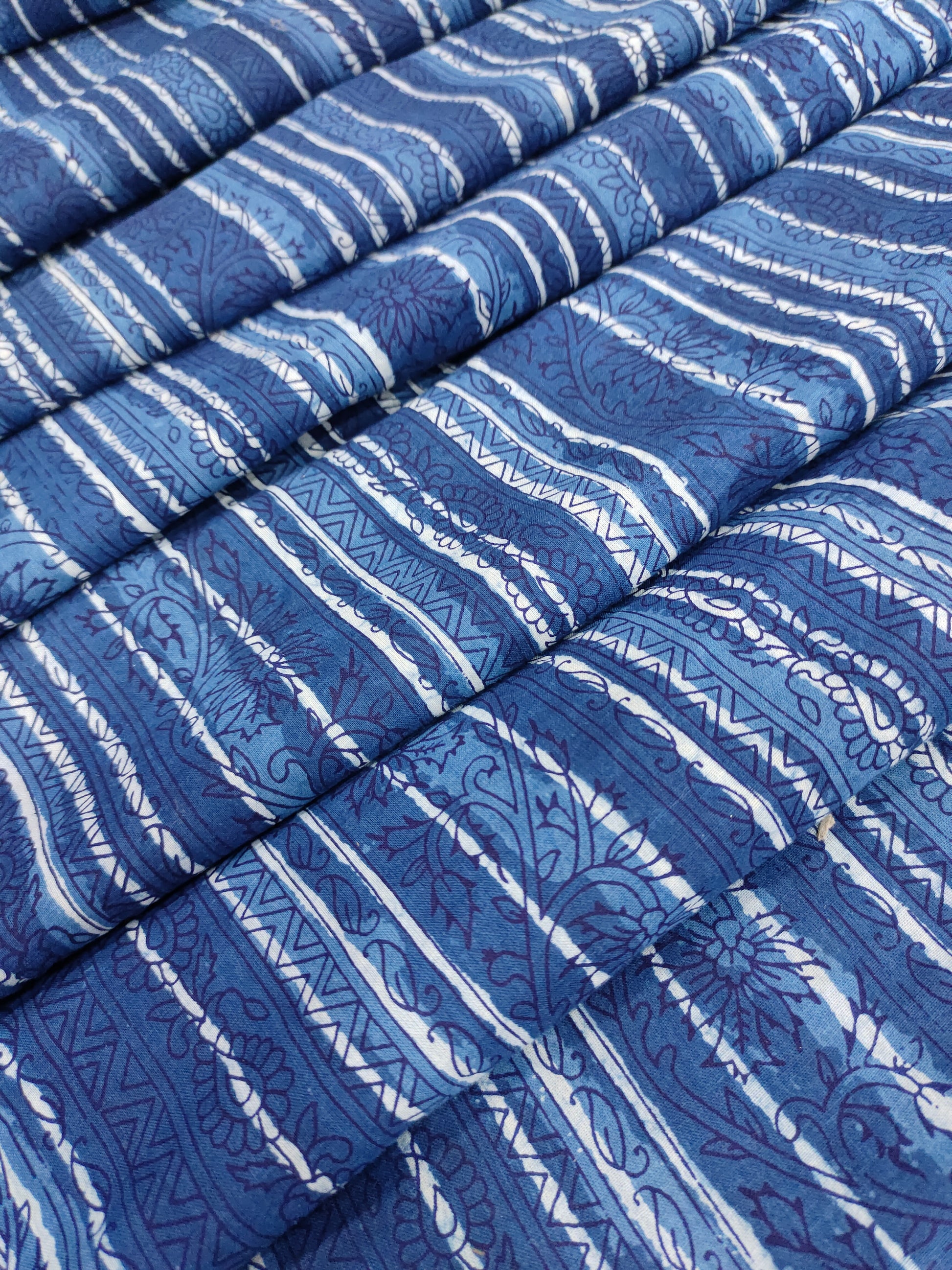 Indigo daboo hand block print fabric