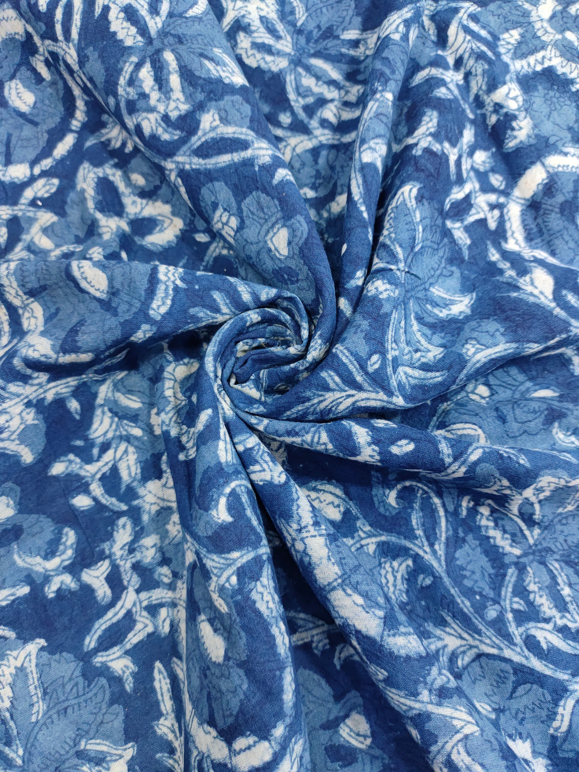 Indigo daboo hand block print fabric