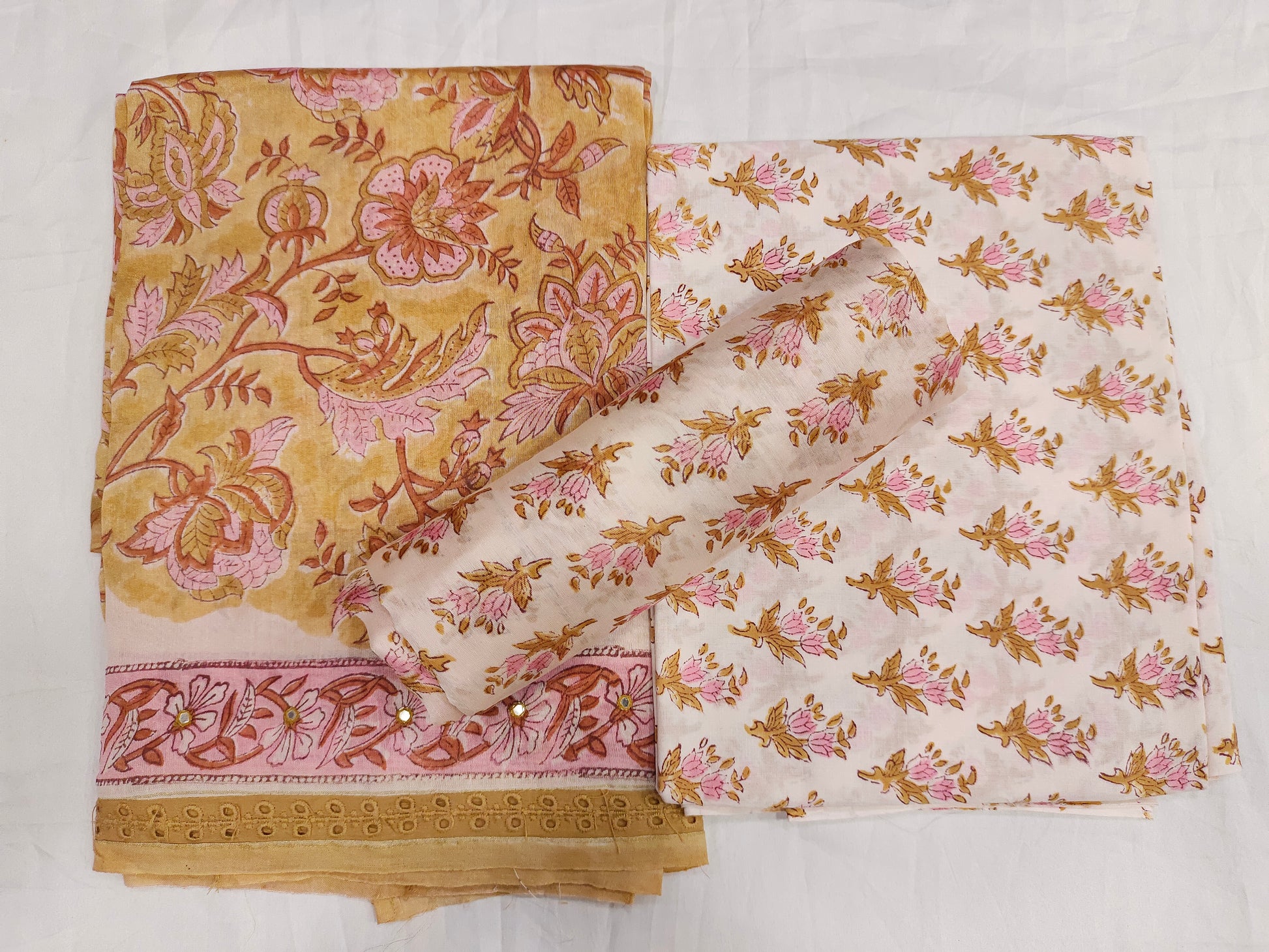 Chanderi silk block printed chudidar set and chanderi silk dupatta