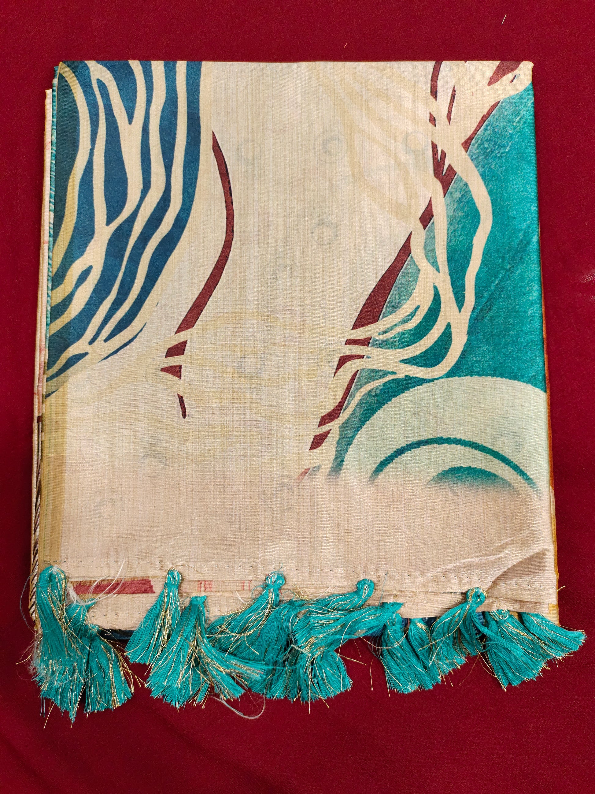Diya silk with blue and maroon