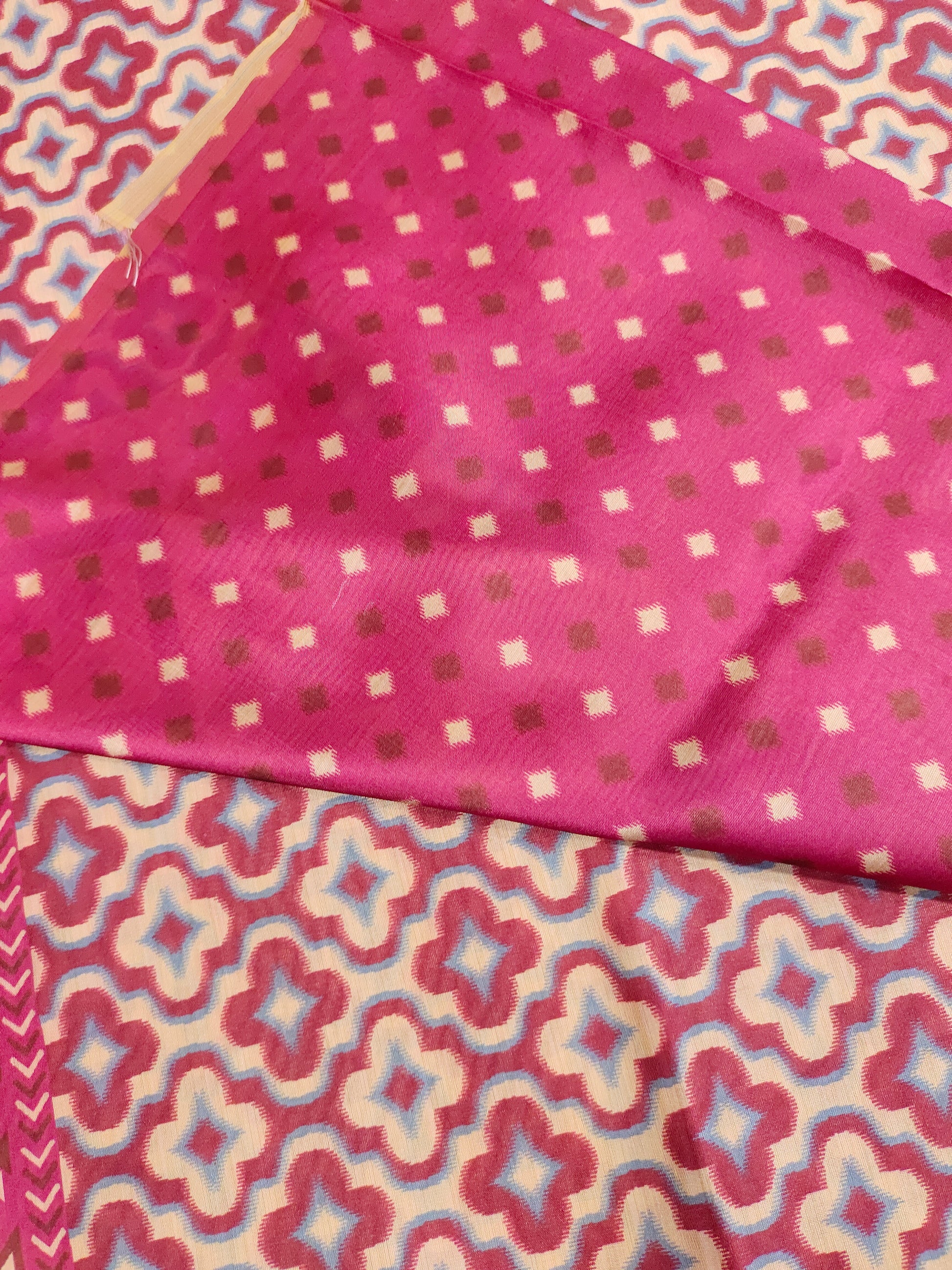 Beige and maroon diya silk digital print