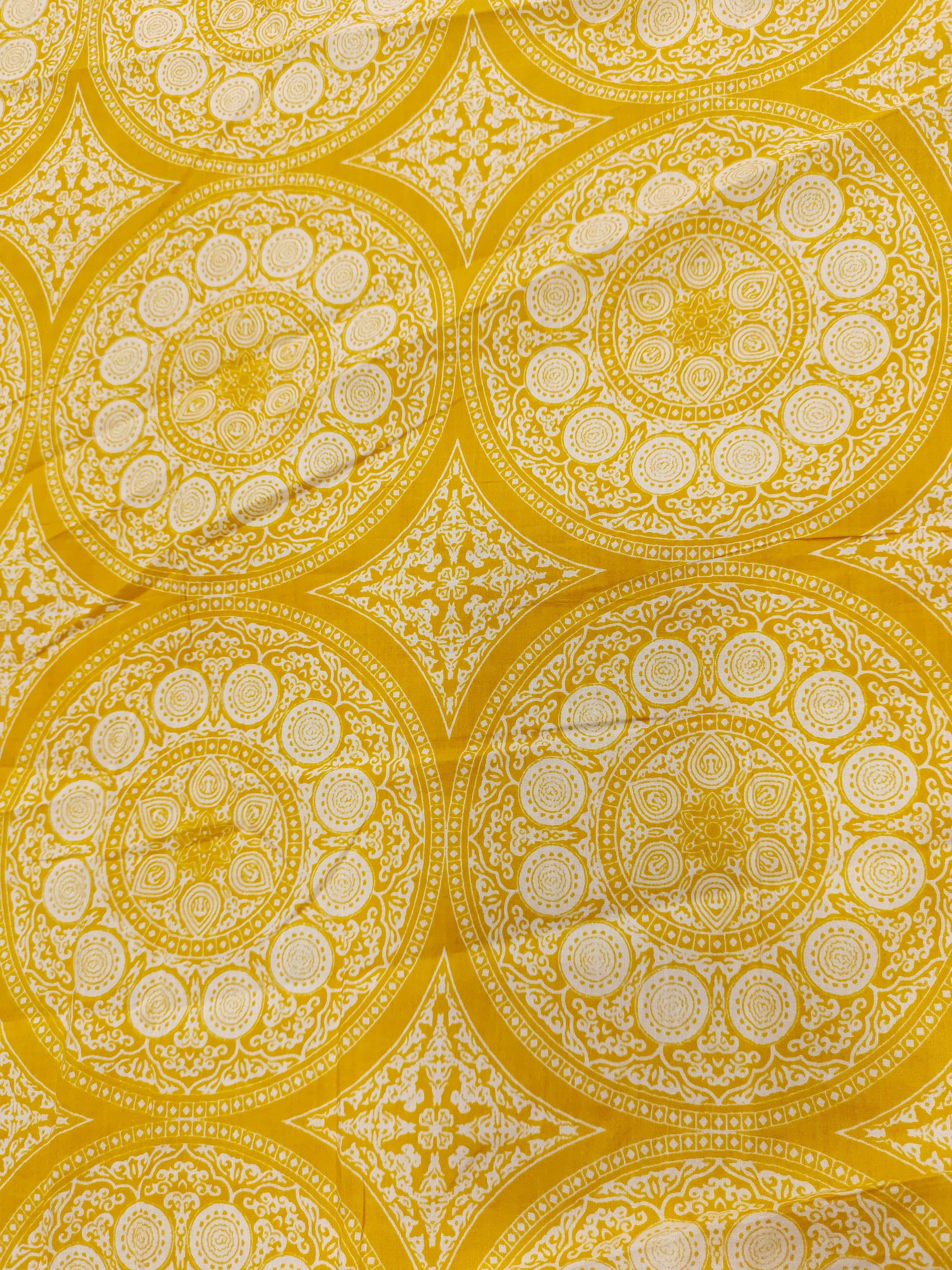 Yellow circular cotton printed