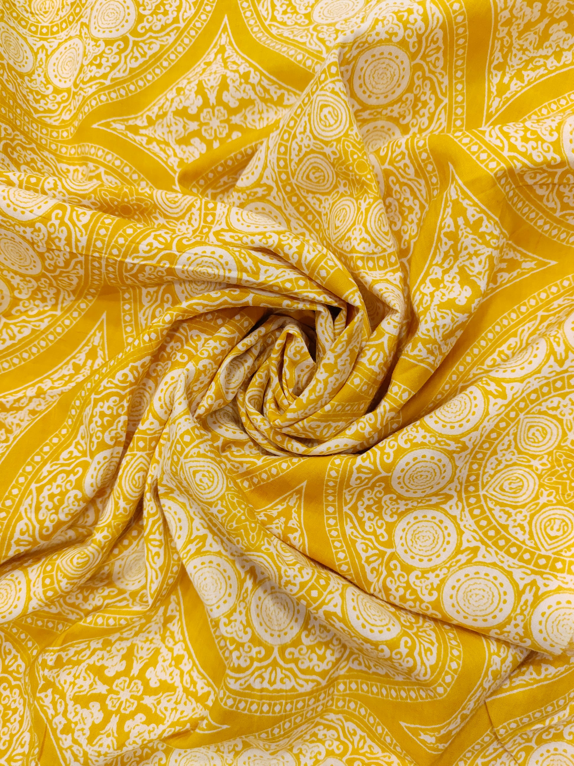 Yellow circular cotton printed