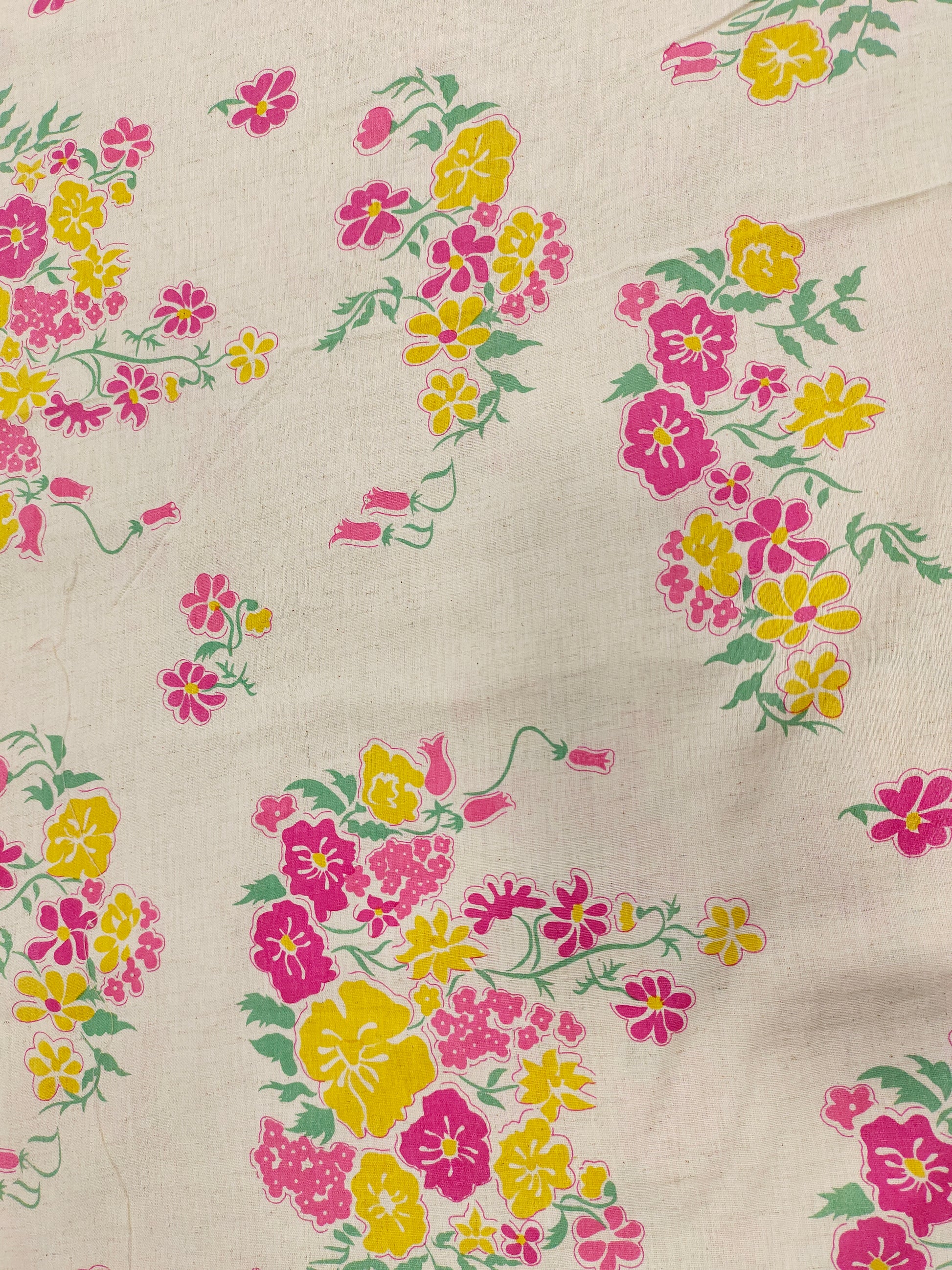 Cotton flex pink and yellow floral print