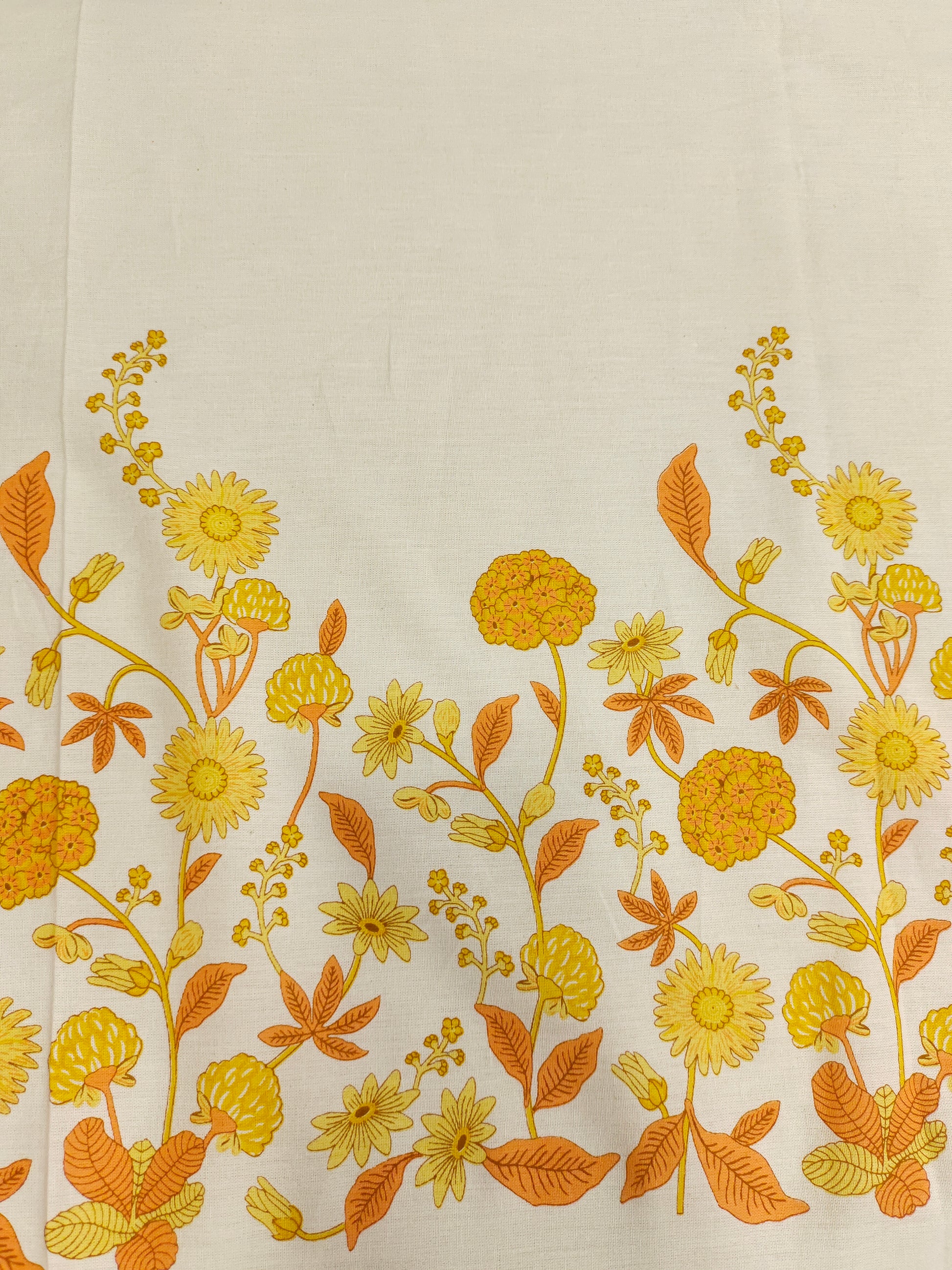 Cotton flex daman print with orange and yellow