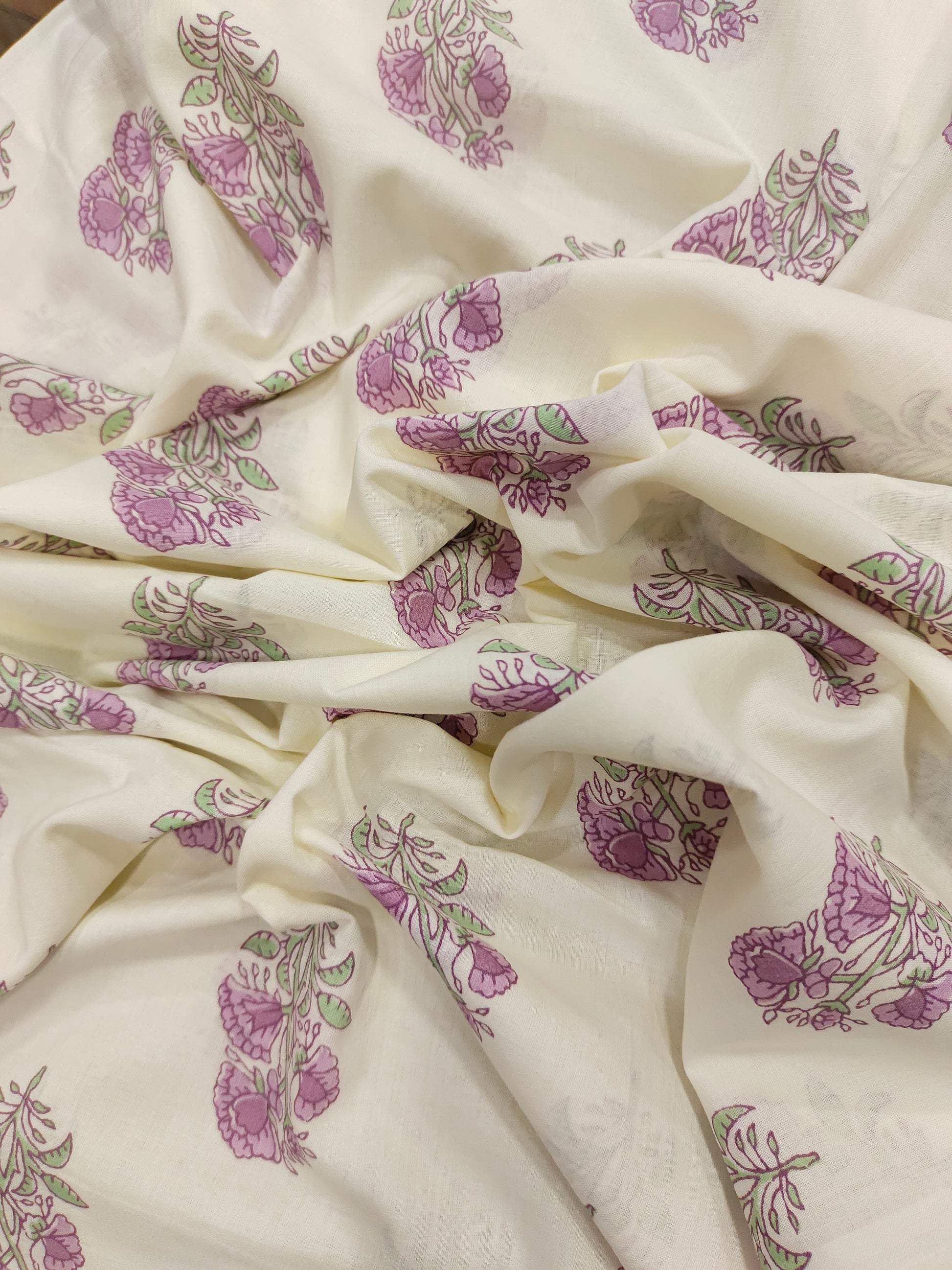Offwhite base with purple floral print