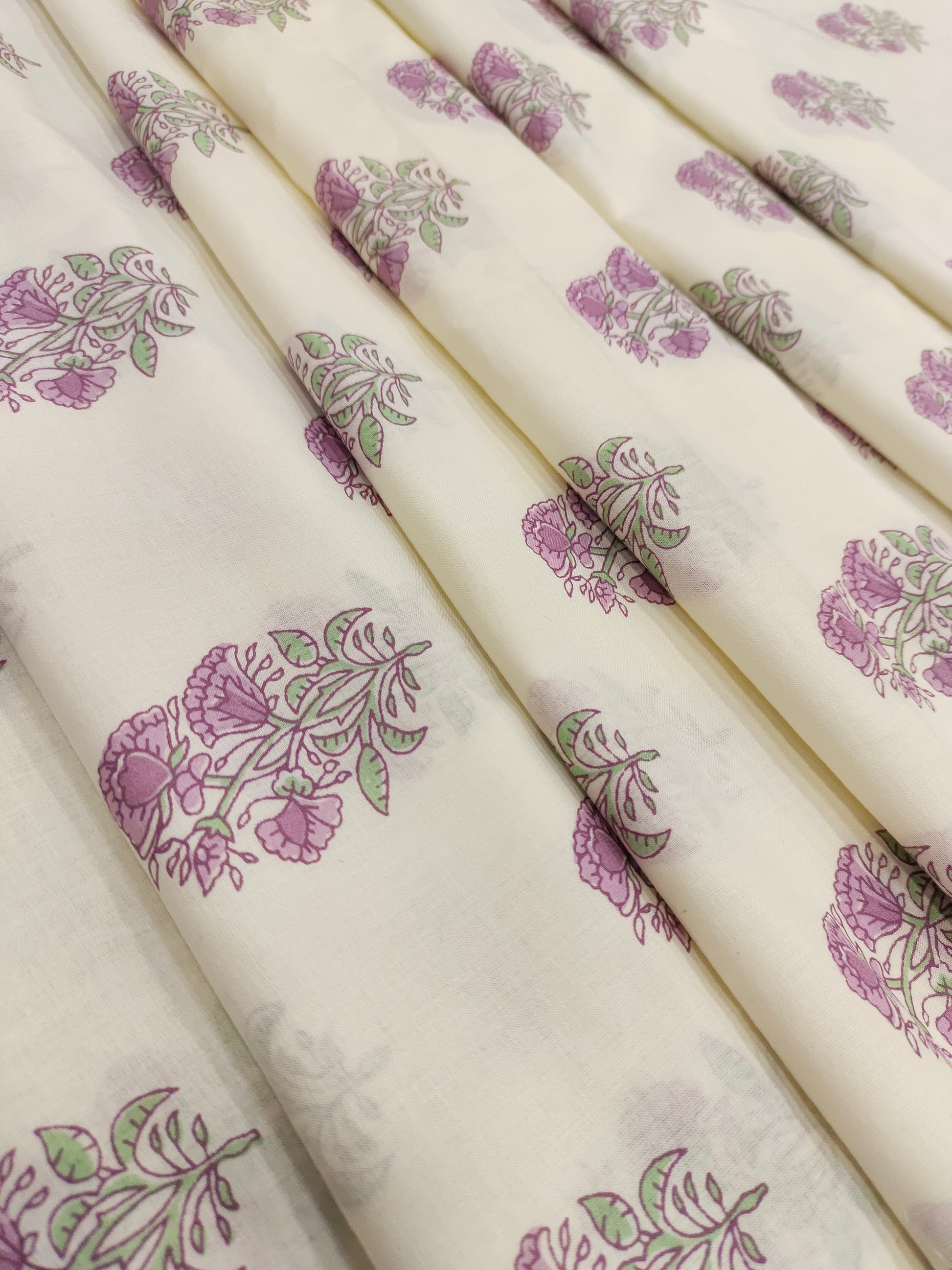 Offwhite base with purple floral print