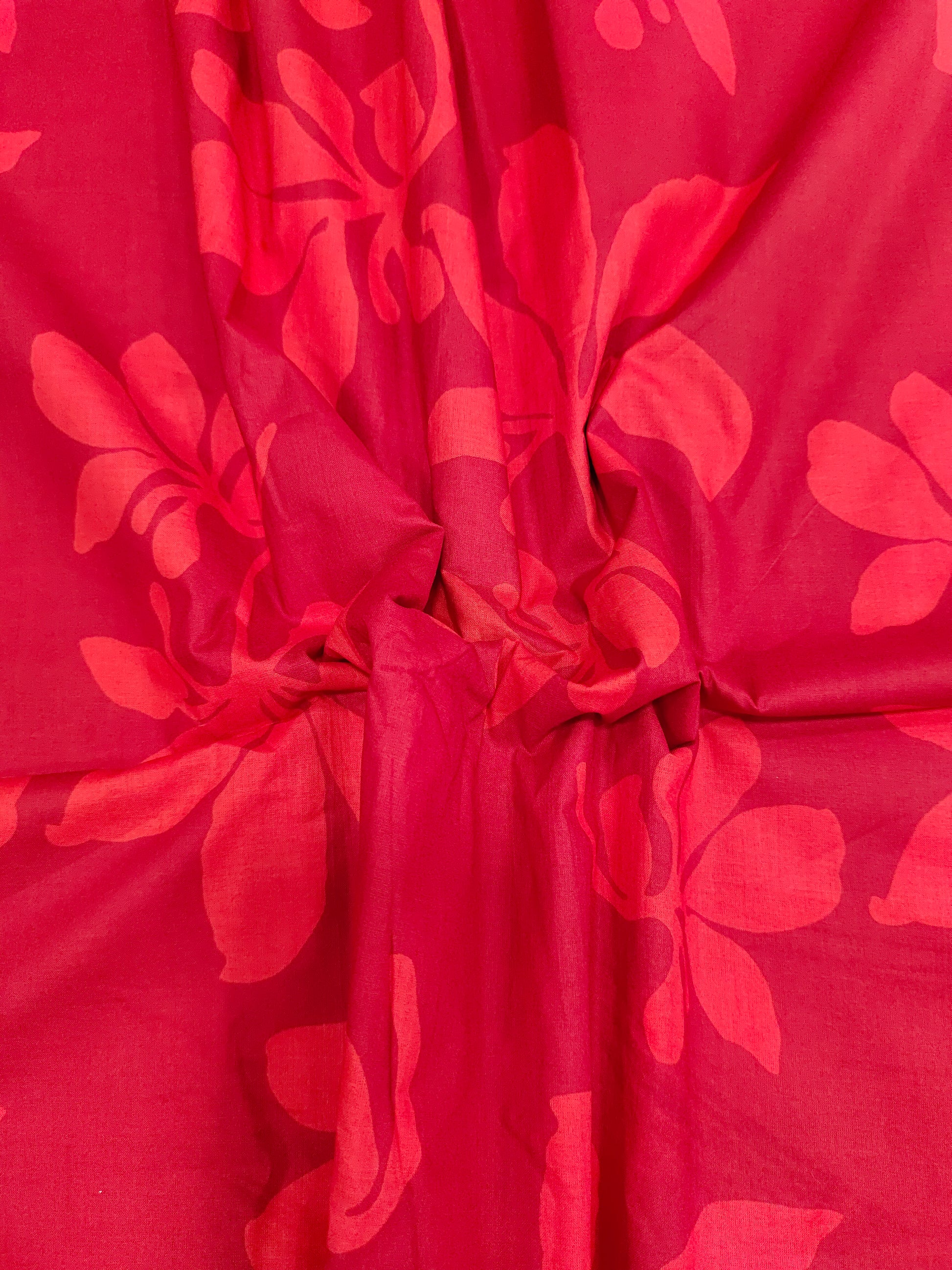 Red floral screen print