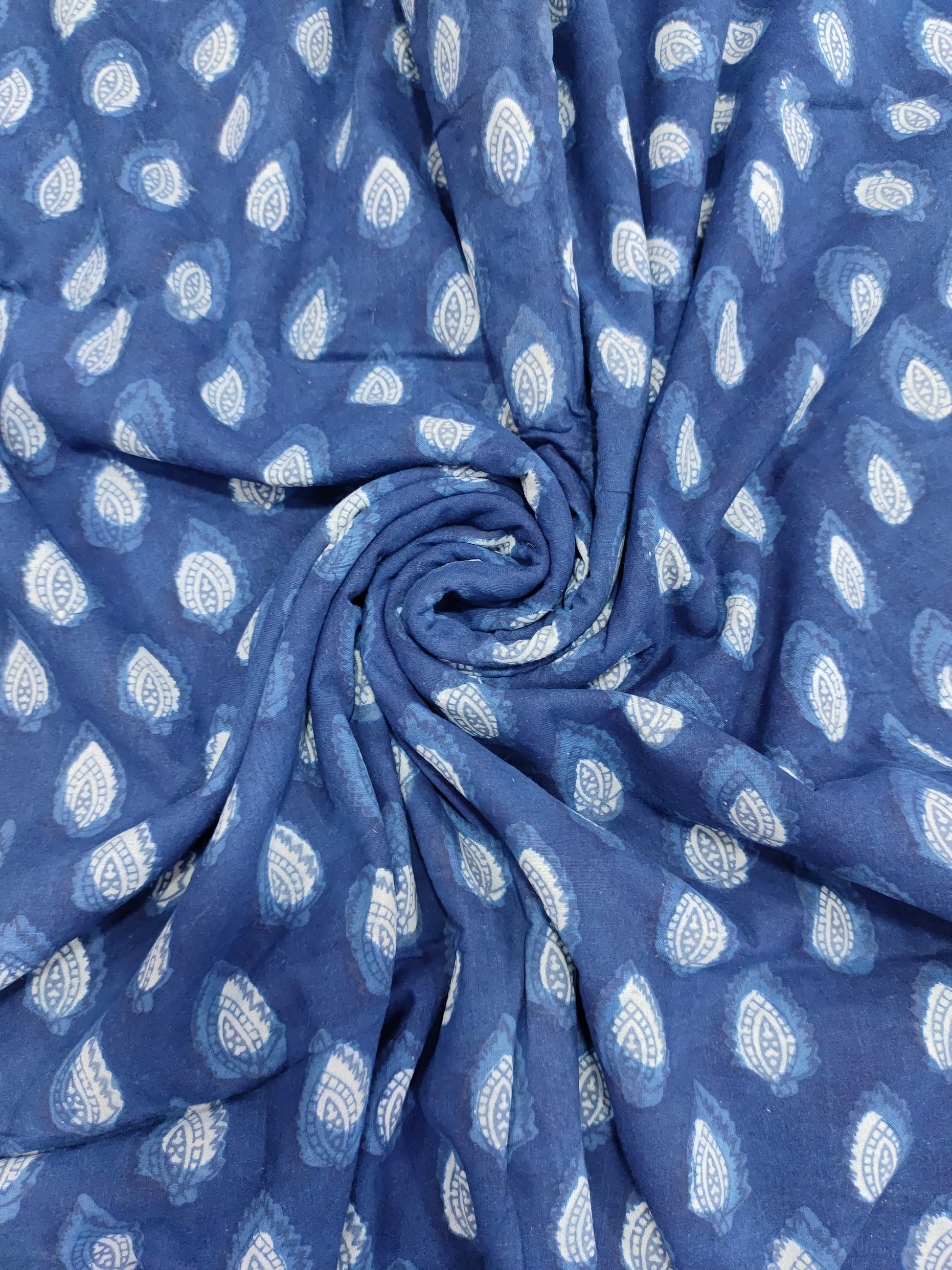 Indigo daboo leaves pattern hand block print.