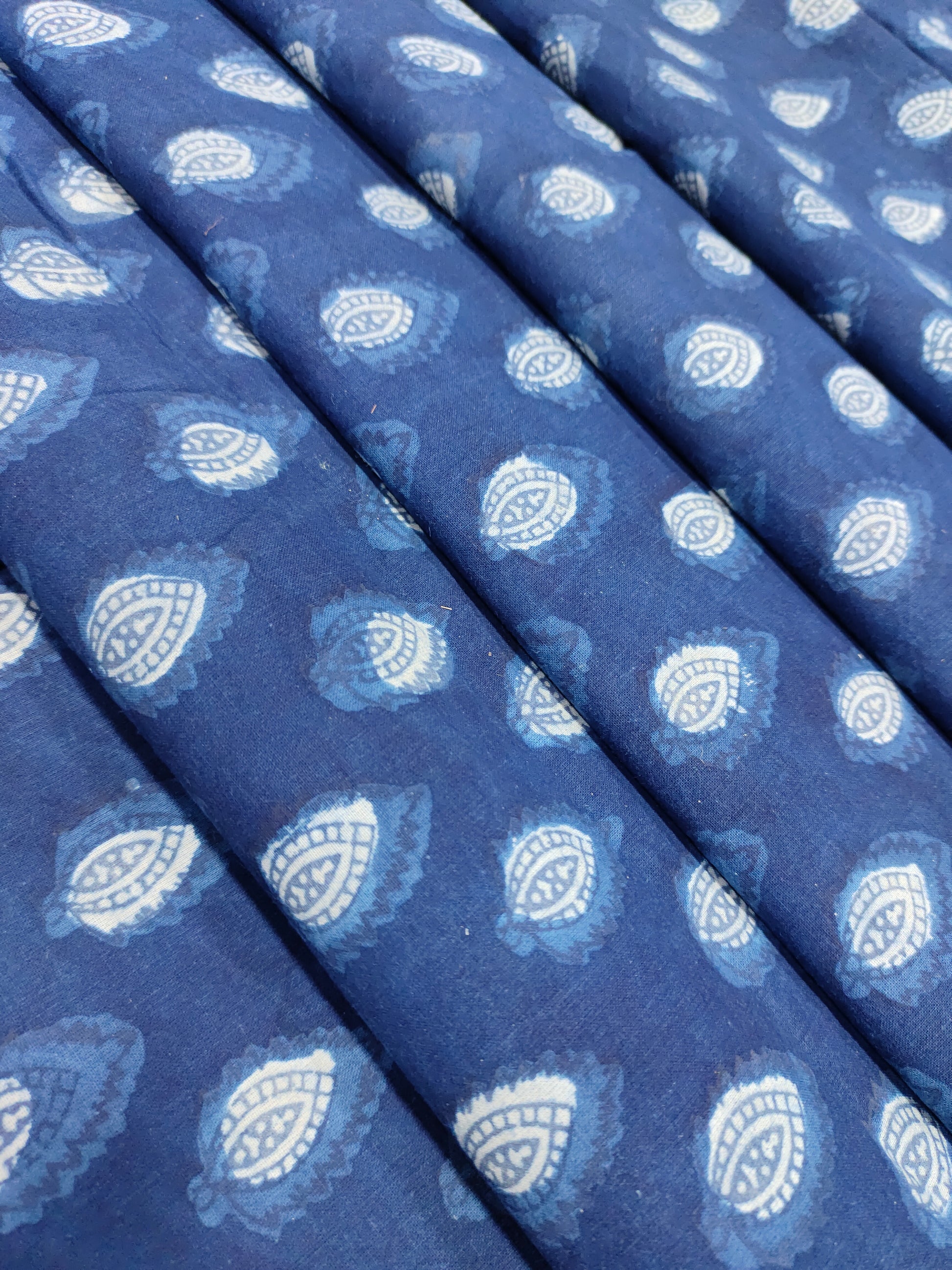 Indigo daboo leaves pattern hand block print.