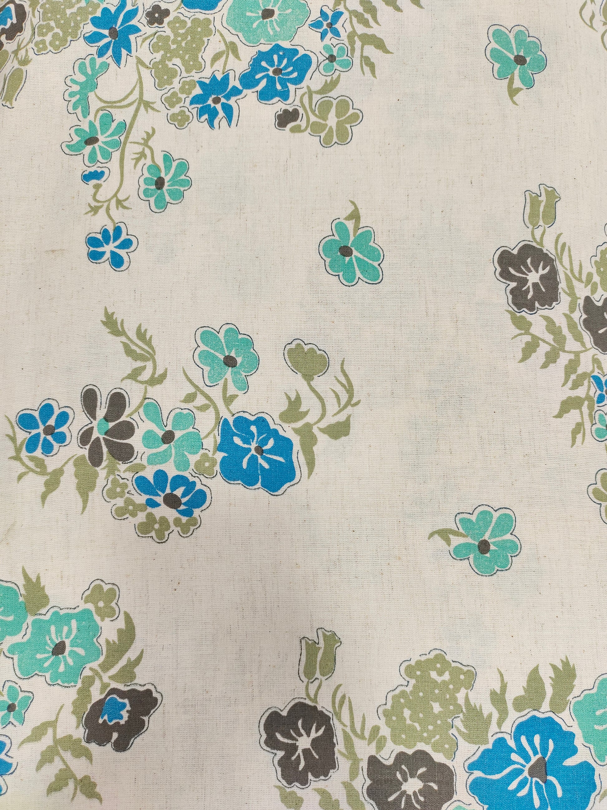 Cotton flex blue and green allover print