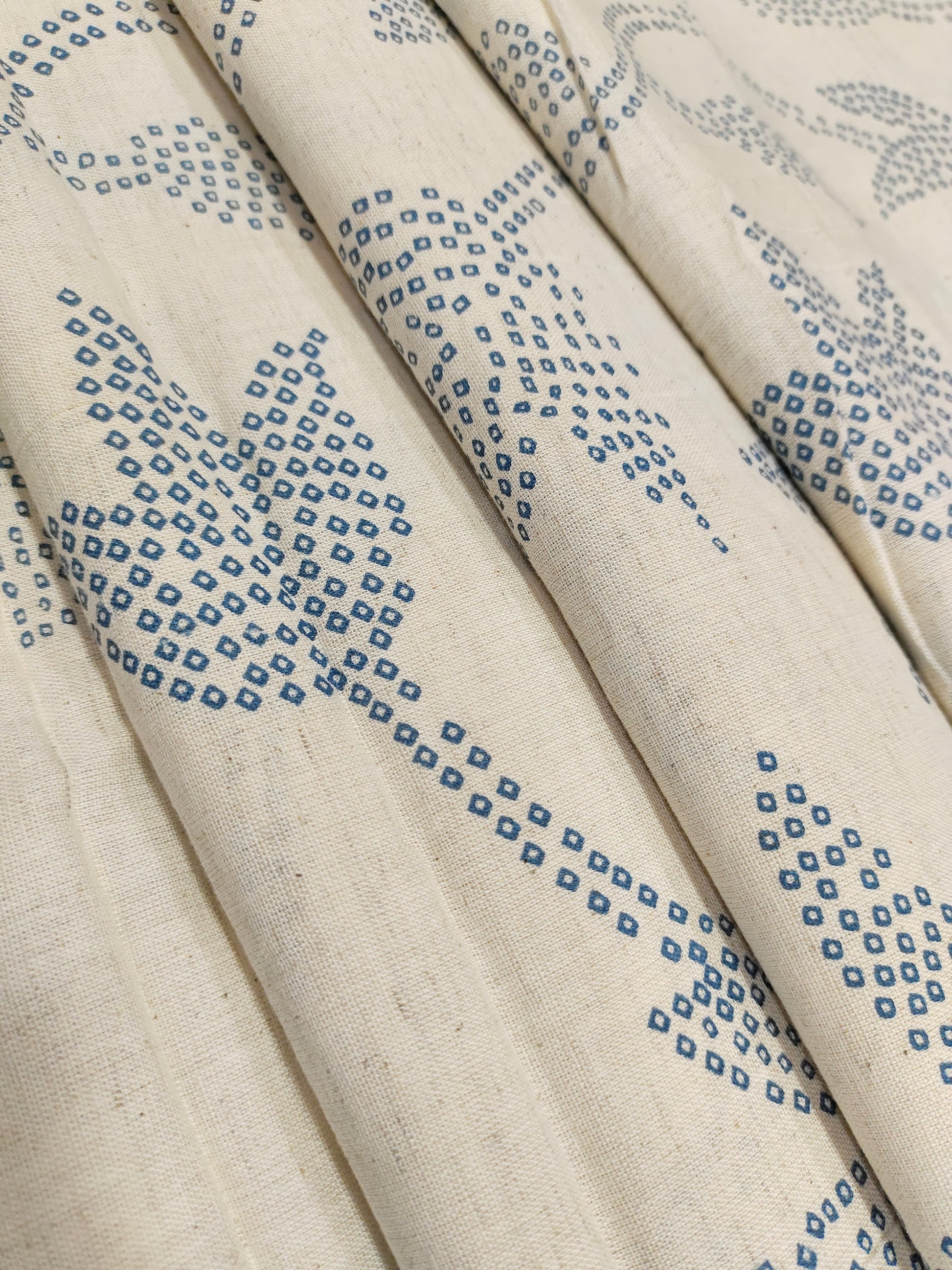 Flex cotton  with blue print with small dots