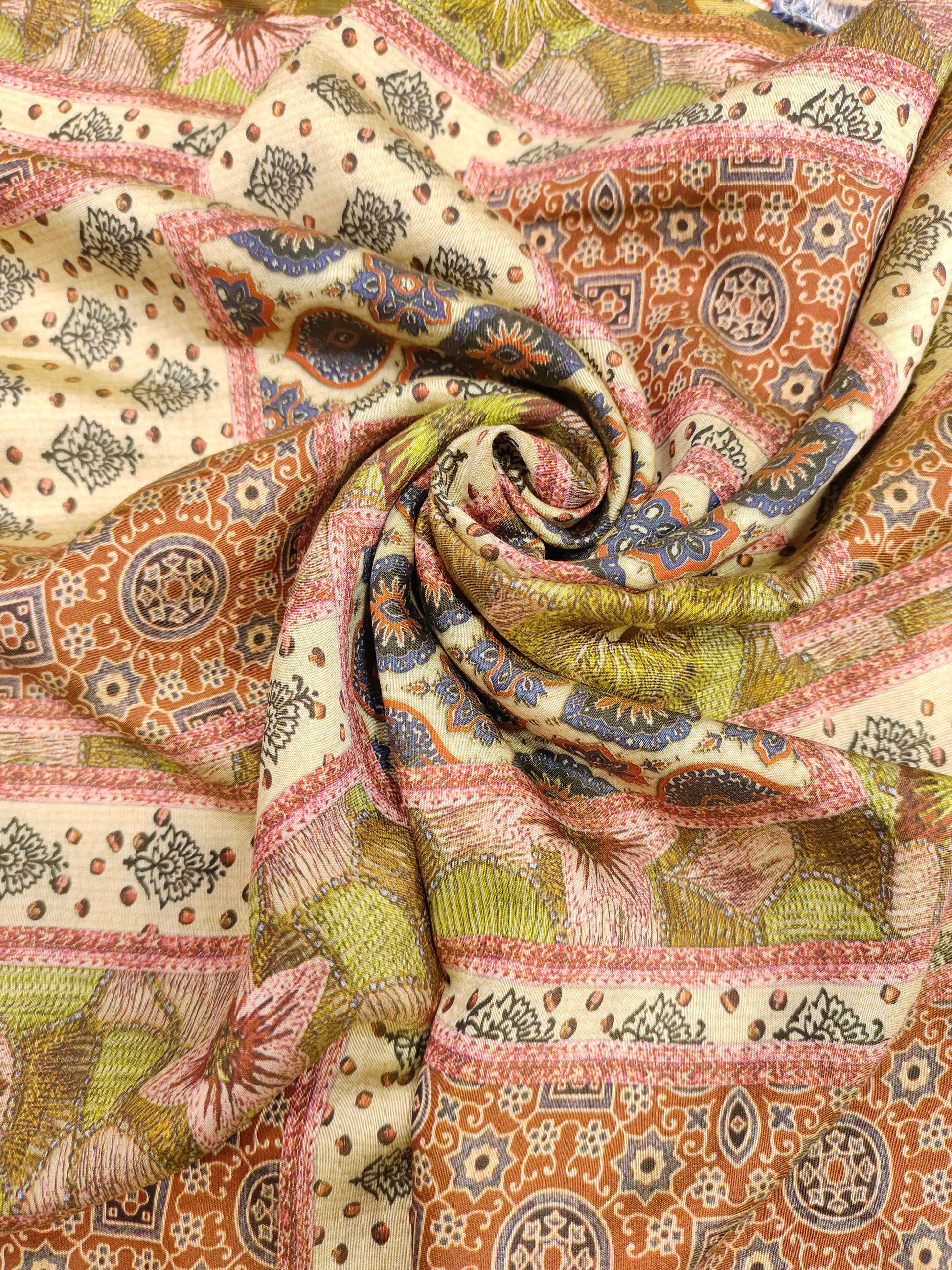 Chanderi digital print with abstract design.