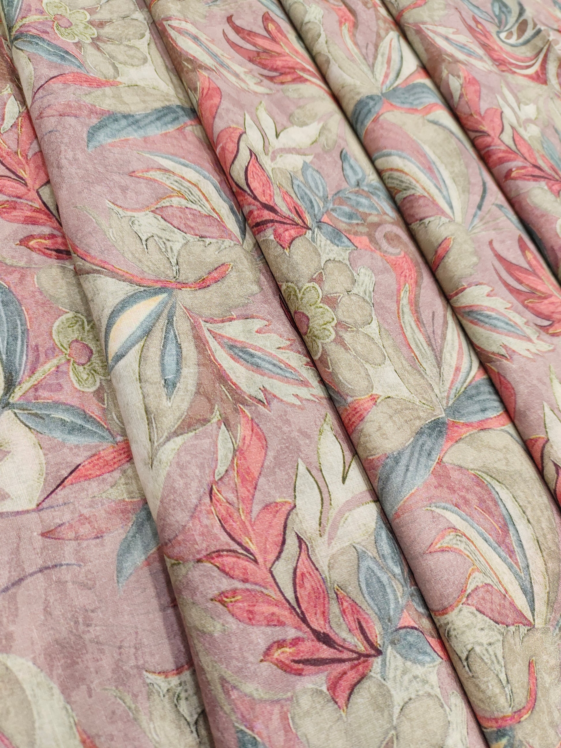 Cotton digital print with blu and tomato jaal print.