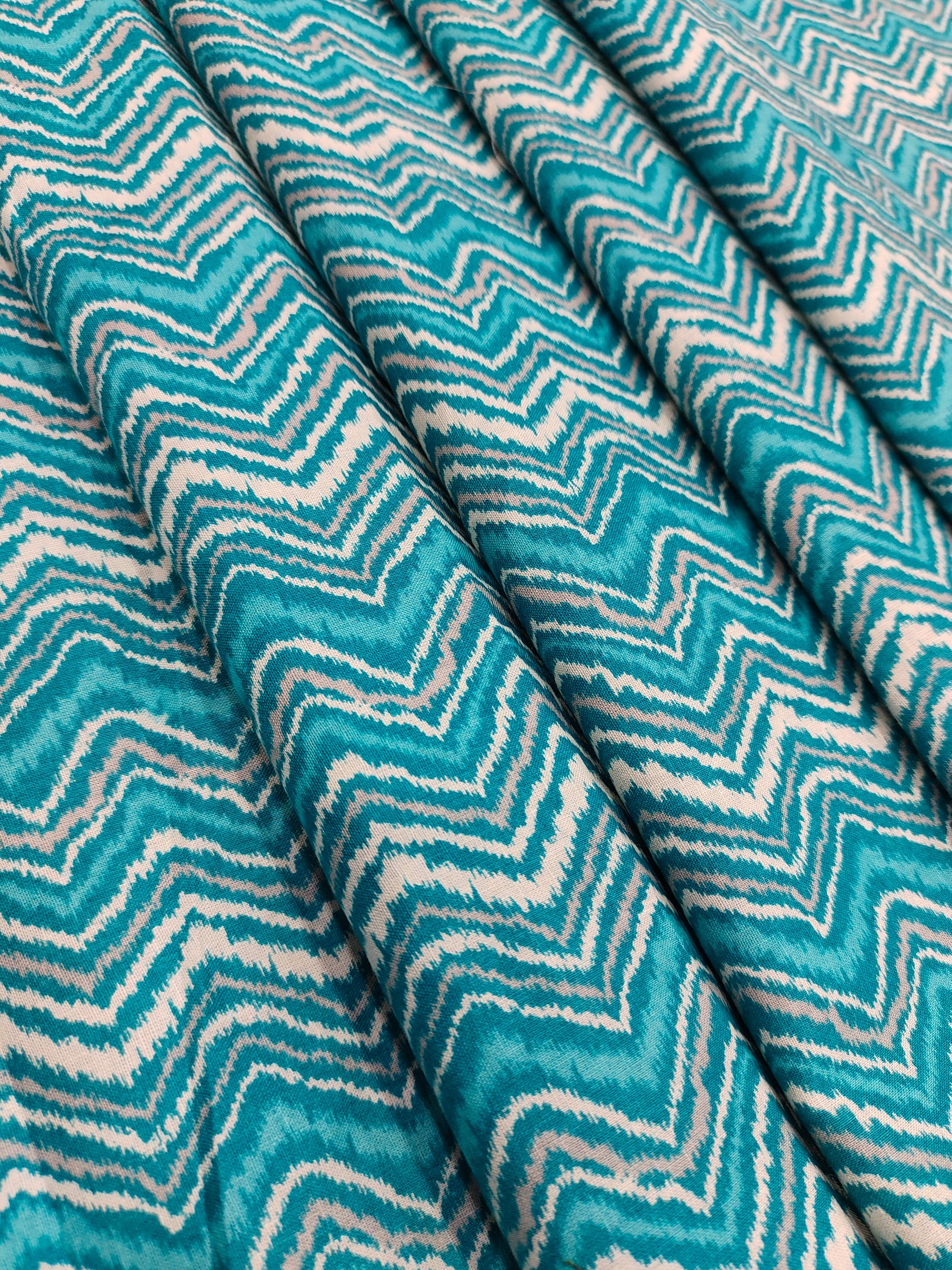 Cotton blue rick rack mill print.