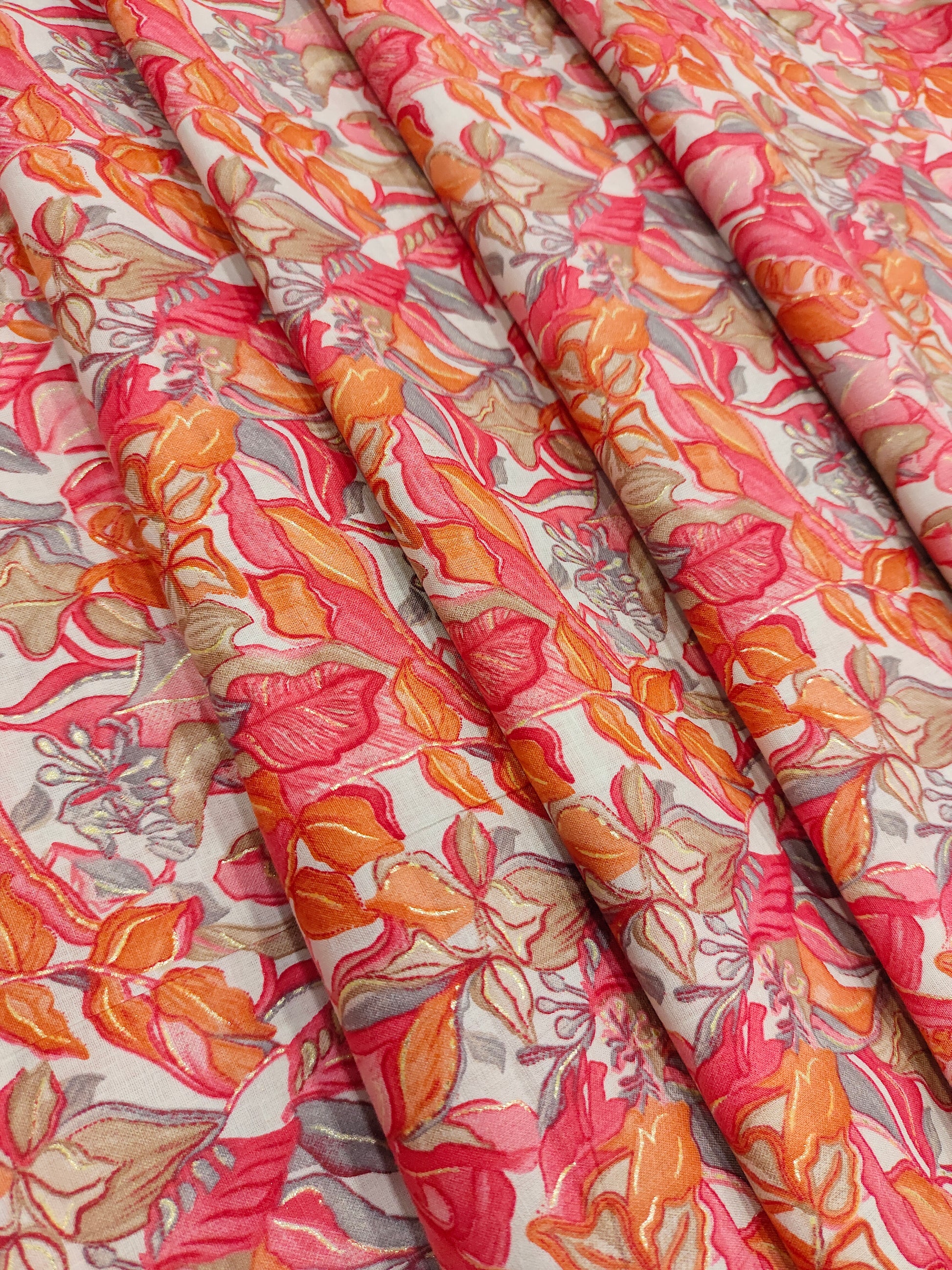 White base print red orange and gold foile.