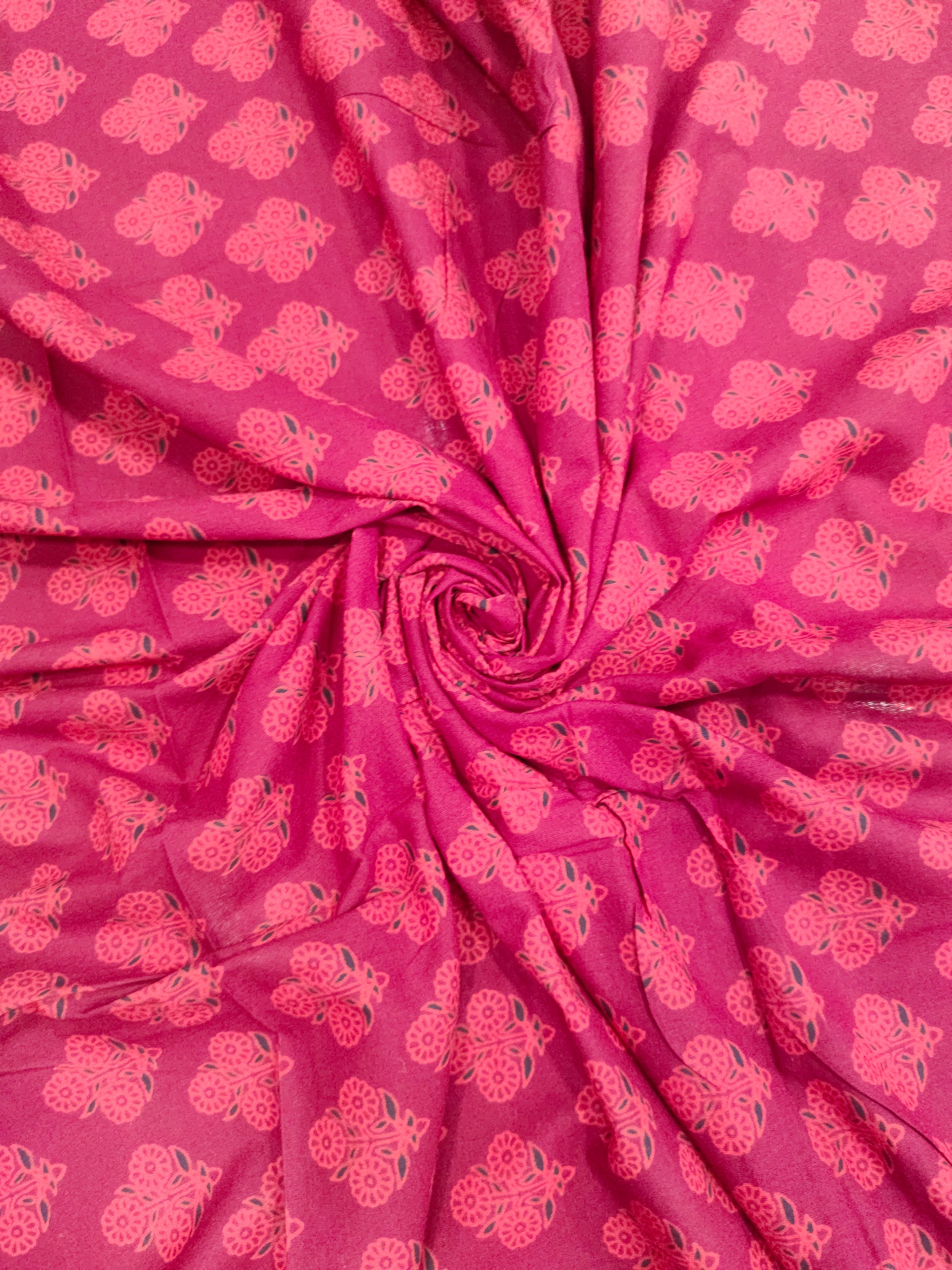 Maroon cotton ajrak print with red color.