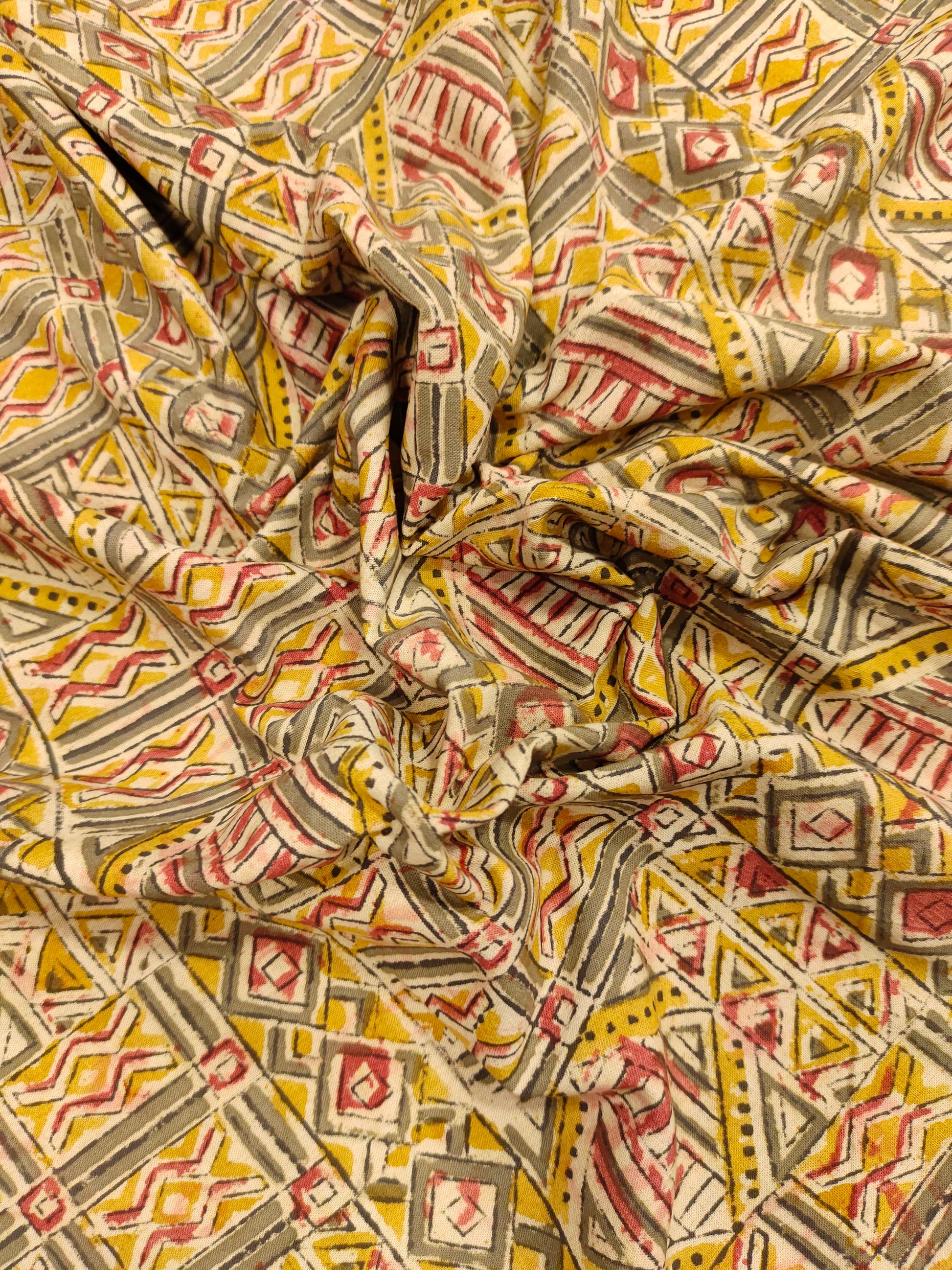 Mustard abstract print kalamkari.