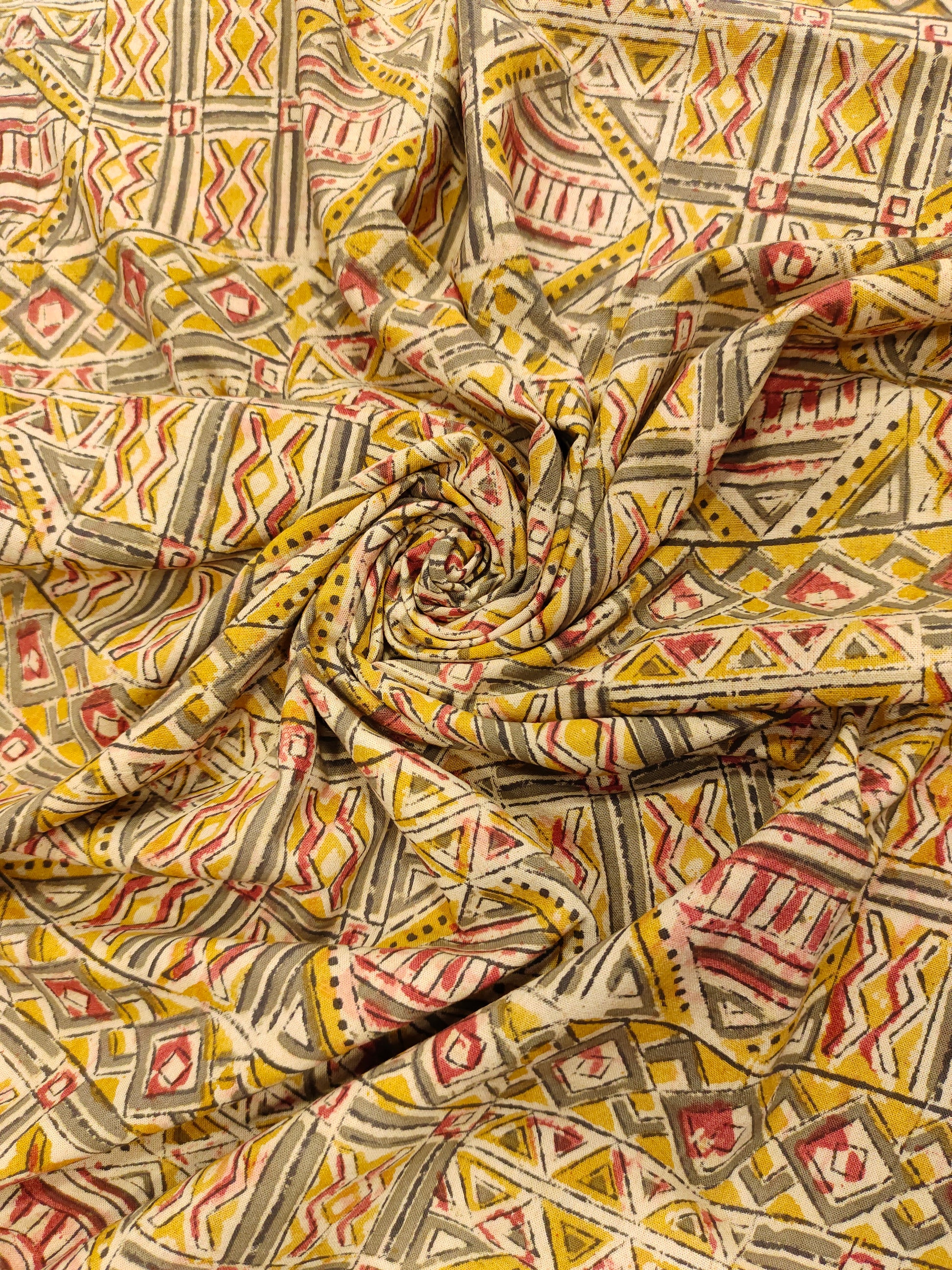 Mustard abstract print kalamkari.