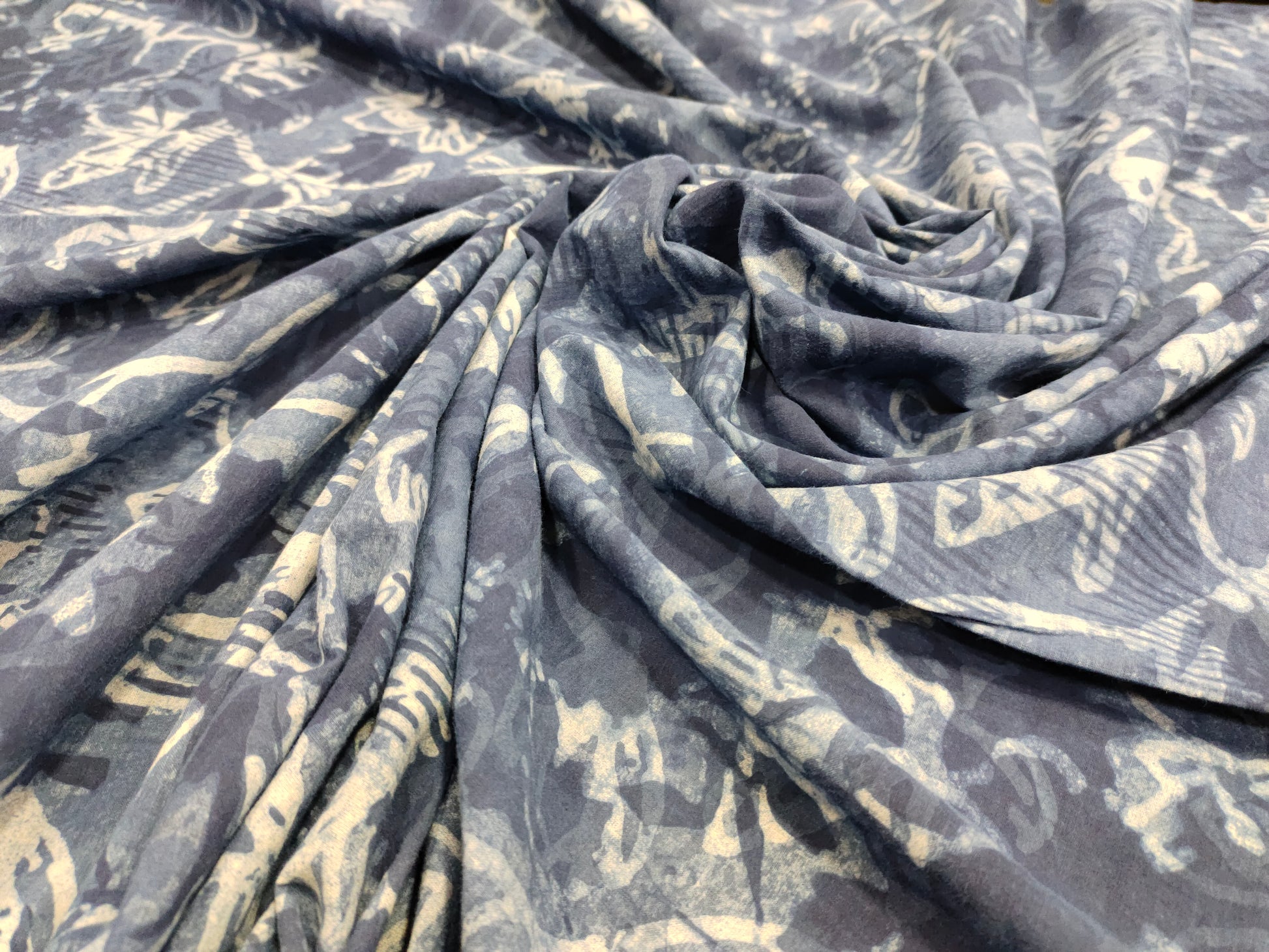 Indigo floral shadow print