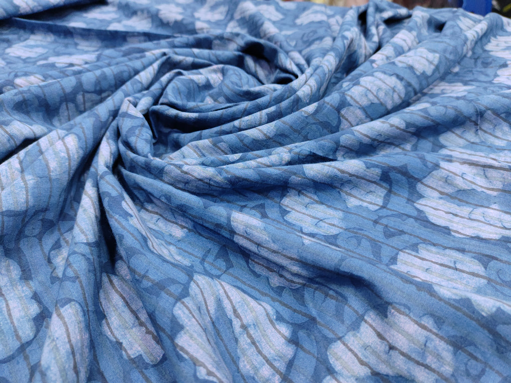 indigo with all over motifs & lines