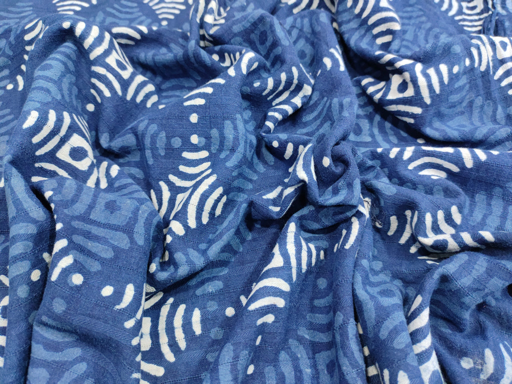 indigo with white & blue motifs