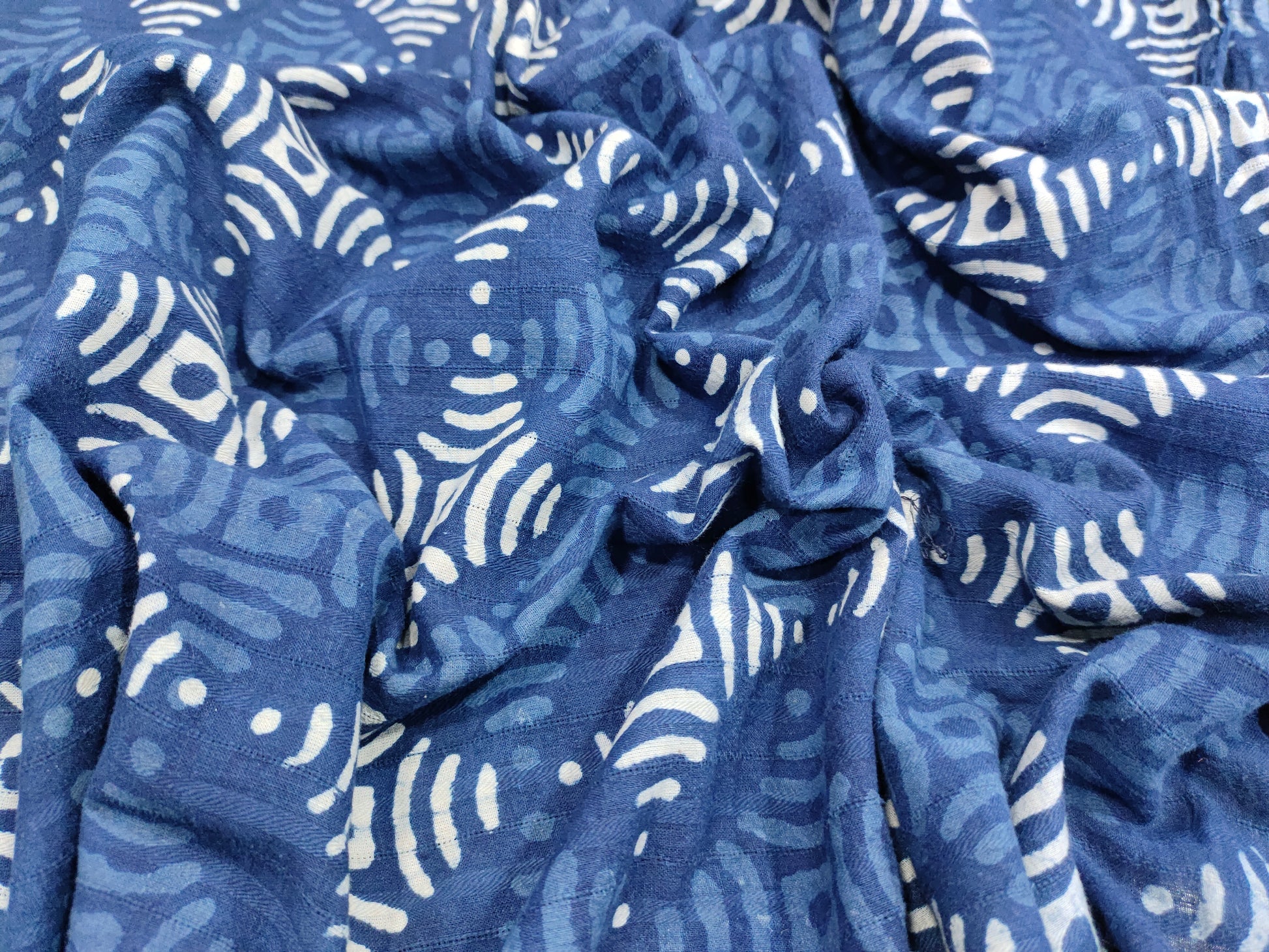 indigo with white & blue motifs