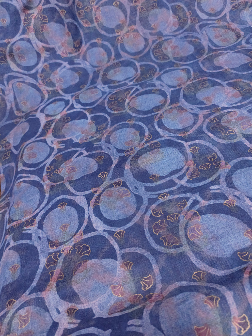 Indigo handblock print with gold foile