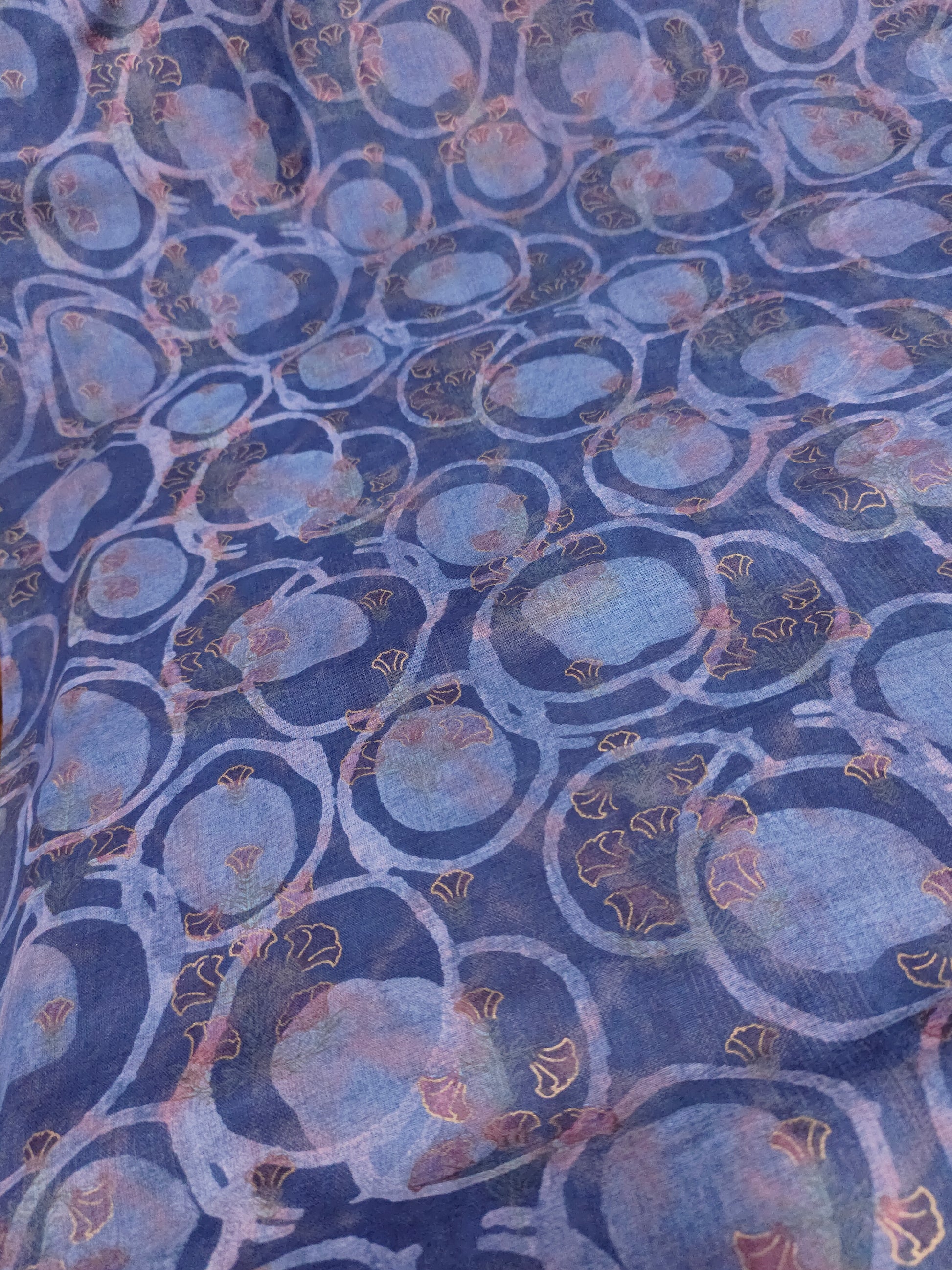 Indigo handblock print with gold foile