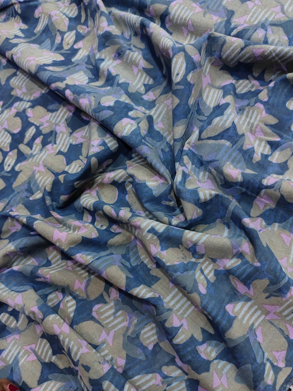 Indigo handblock print with a different highlight of pink