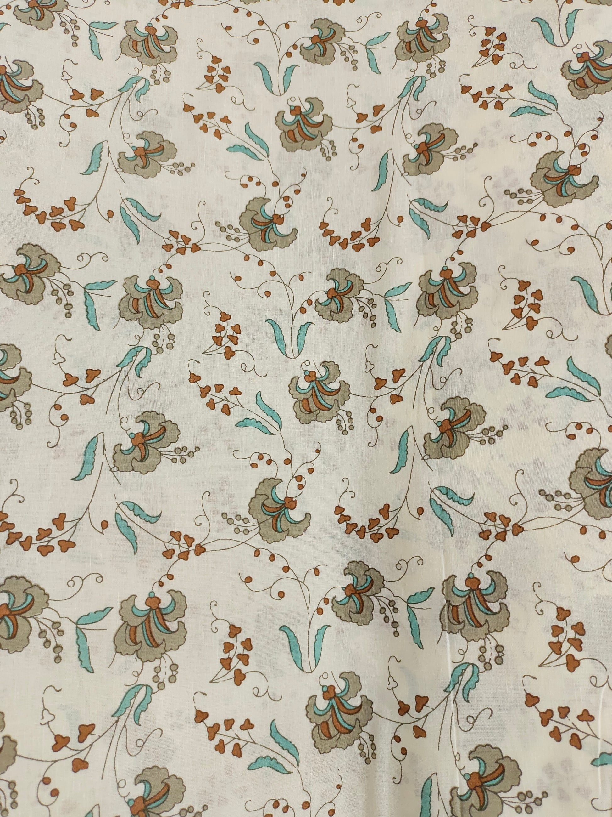 creame base with allover print cotton screen print