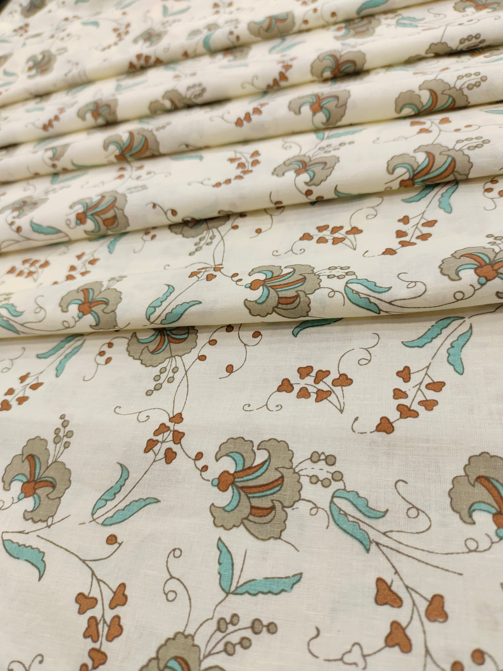 creame base with allover print cotton screen print