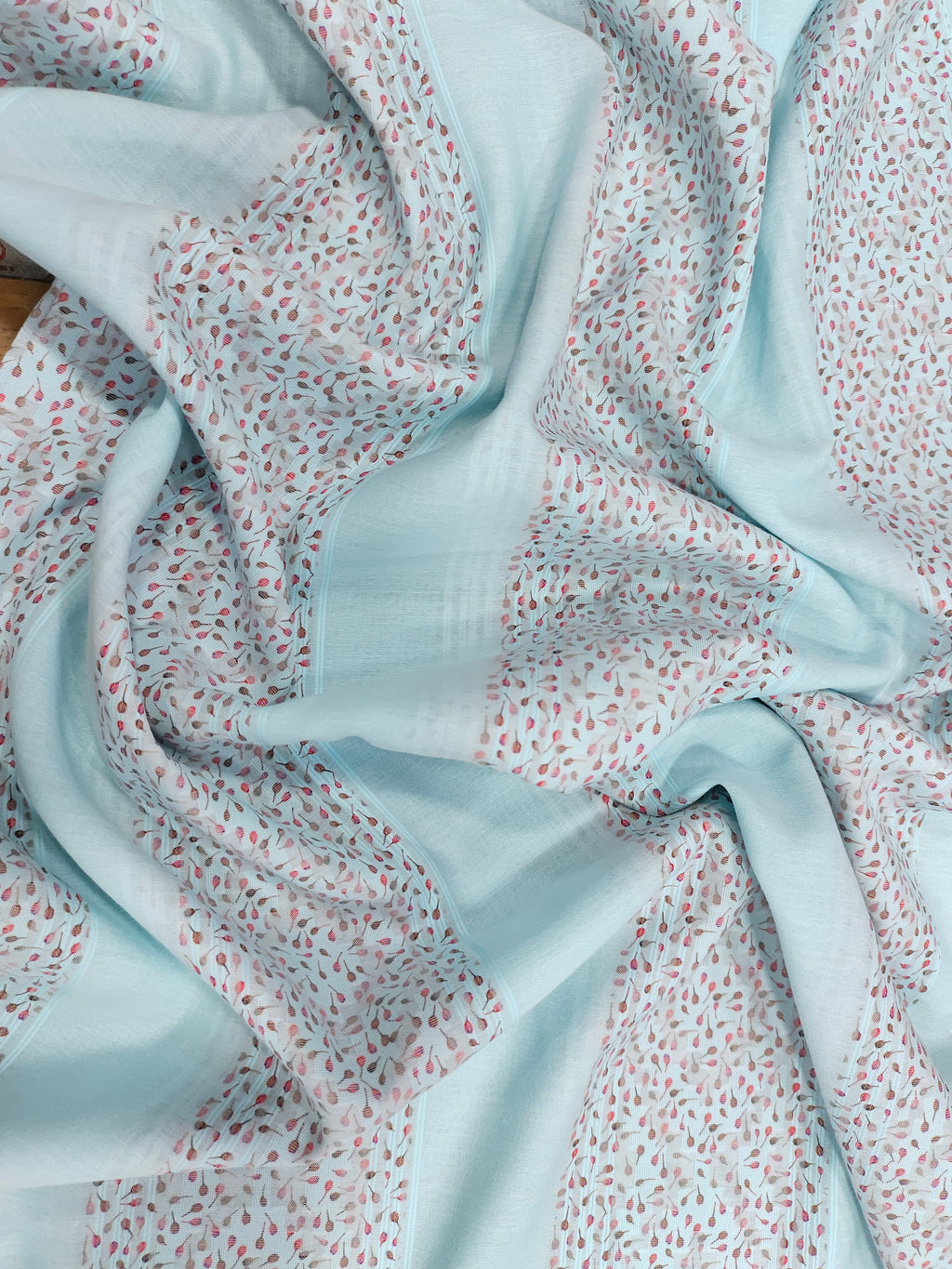 Light blue Cotton Jacqard print